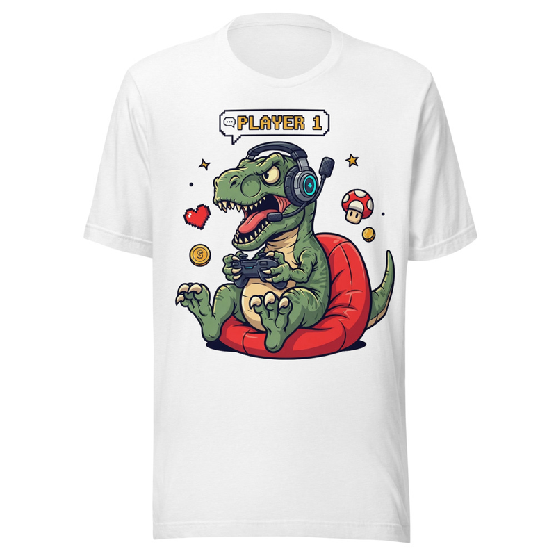 Pixel Player 1 Dino Gamer