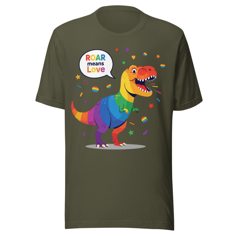 Roar Means Love Rainbow T-Rex Pride Illustration