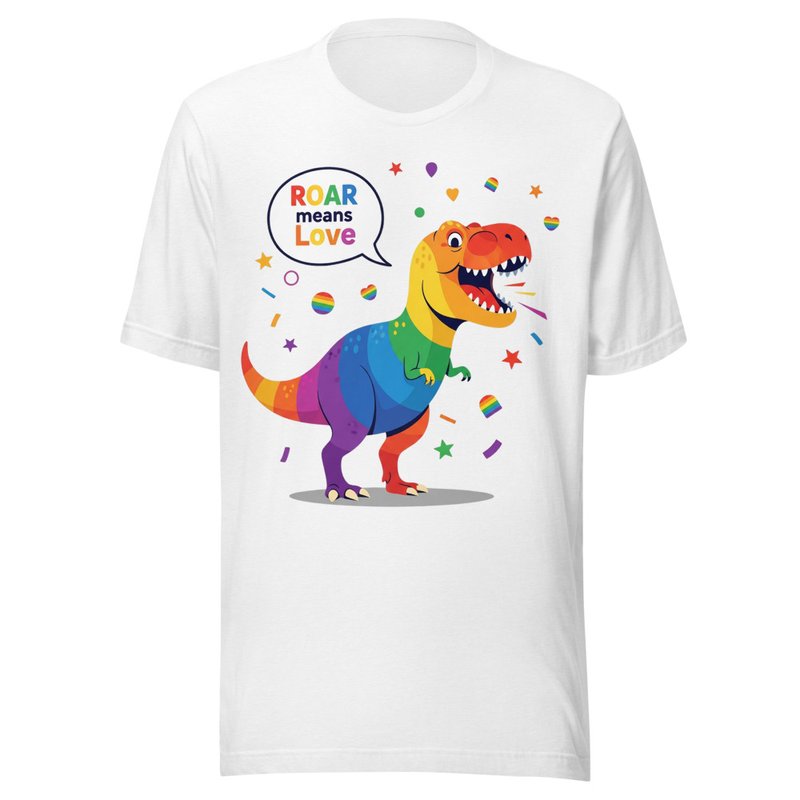 Roar Means Love Rainbow T-Rex Pride Illustration