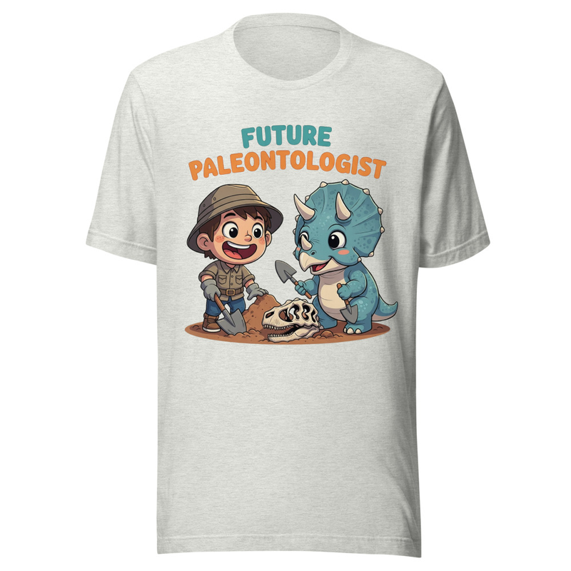 Future Paleontologist Cartoon Dino Digging Kids Tee