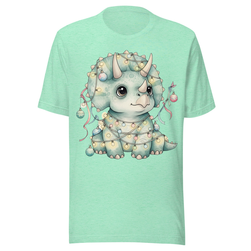 Cute Christmas Baby Triceratops with Festive Lights