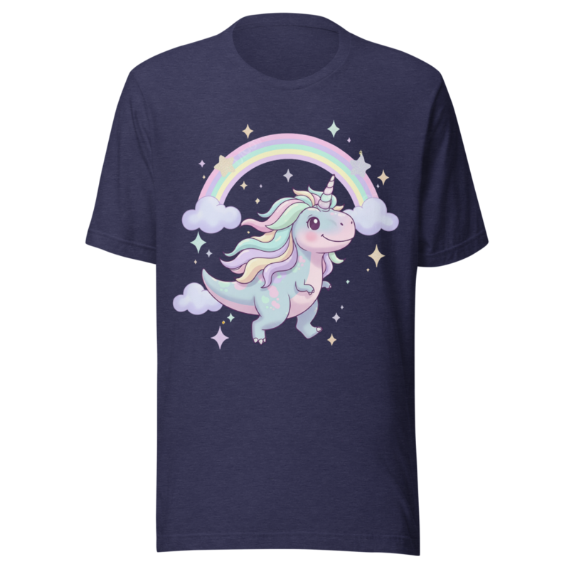 Cute Pastel Unicorndinosaur with Rainbow and Stars