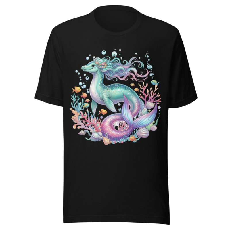 Whimsical Plesiosaur Mermaid Ocean Fantasy Art