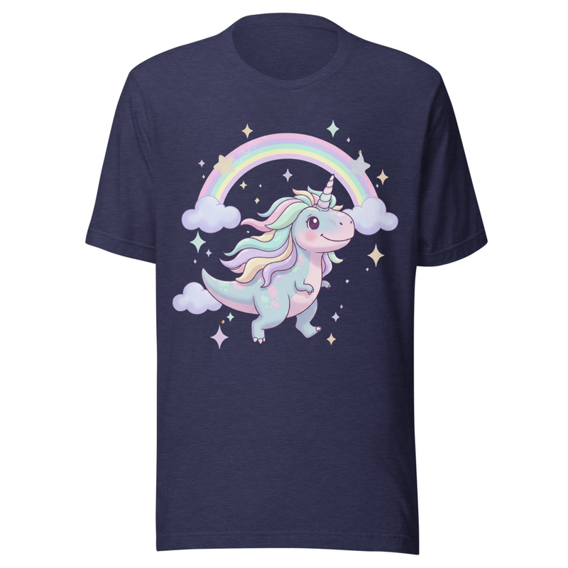 Cute Pastel Unicorndinosaur with Rainbow and Stars