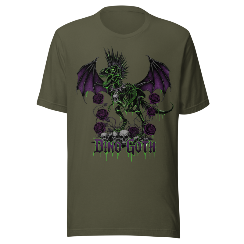 Dino Goth Punk T-Rex Skeleton with Bat Wings