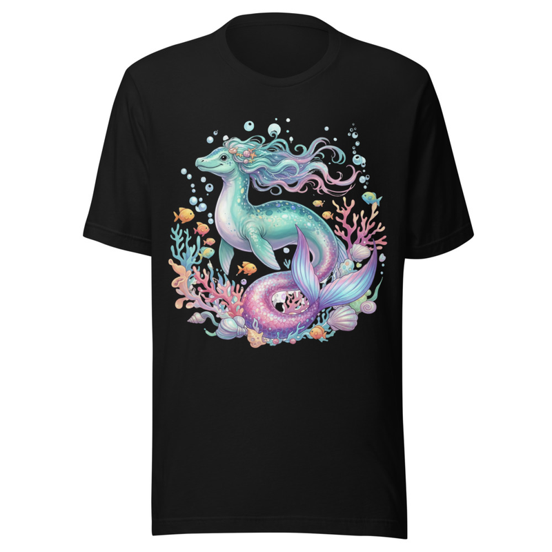 Whimsical Plesiosaur Mermaid Ocean Fantasy Art