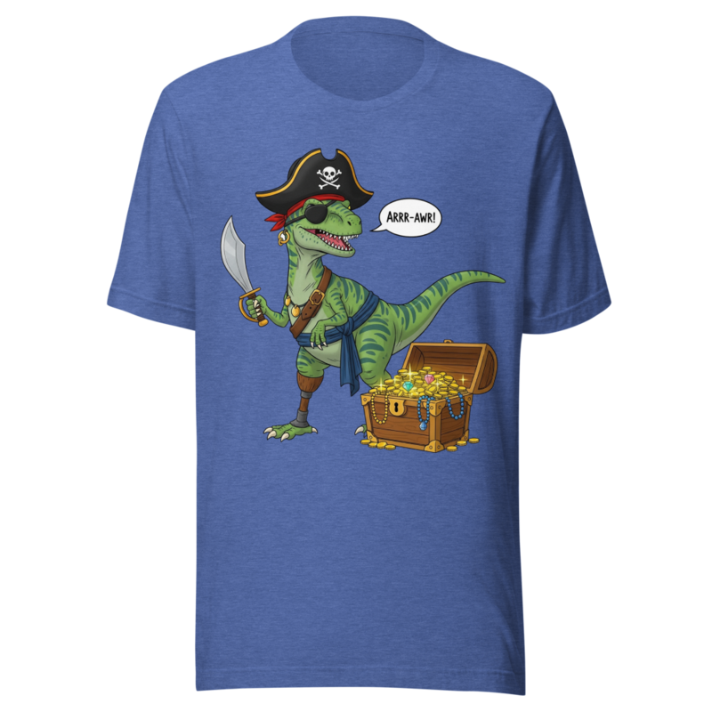 Pirate Dino Treasure: ARRR-AWR! Funny Dinosaur Pirate with Chest of Gold