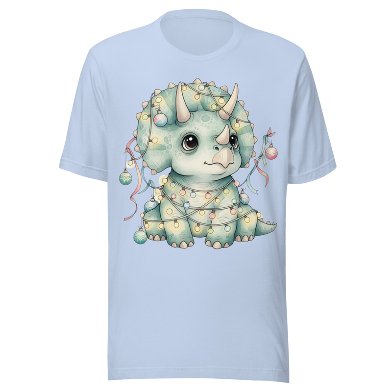 Cute Christmas Baby Triceratops with Festive Lights