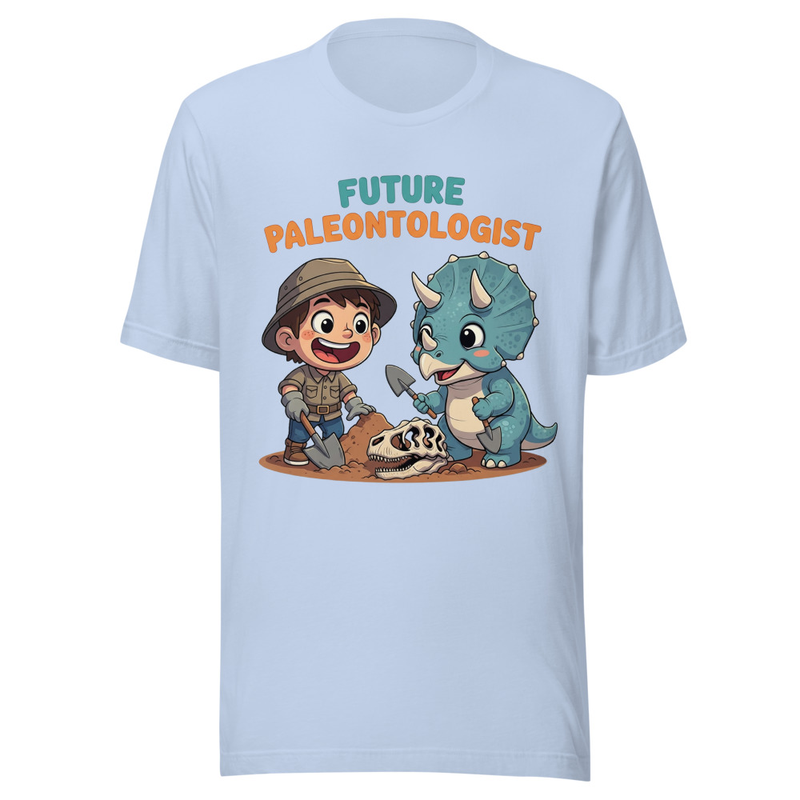 Future Paleontologist Cartoon Dino Digging Kids Tee