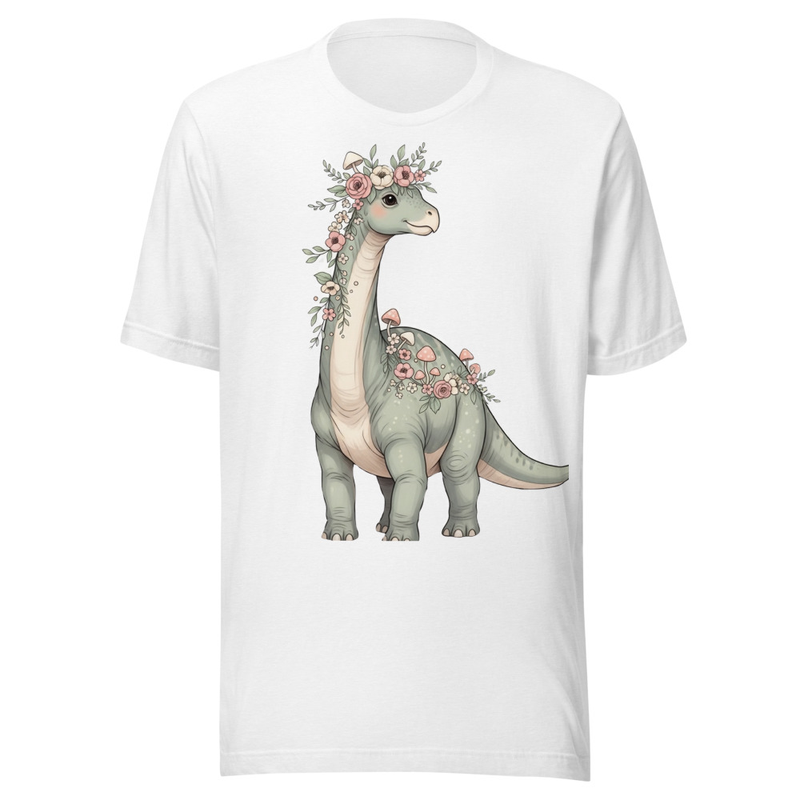 Whimsical Floral Dinosaur with Mushroom Crown