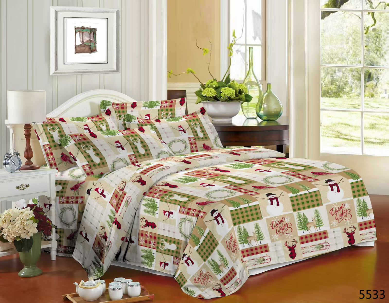 Juego de colcha navideña