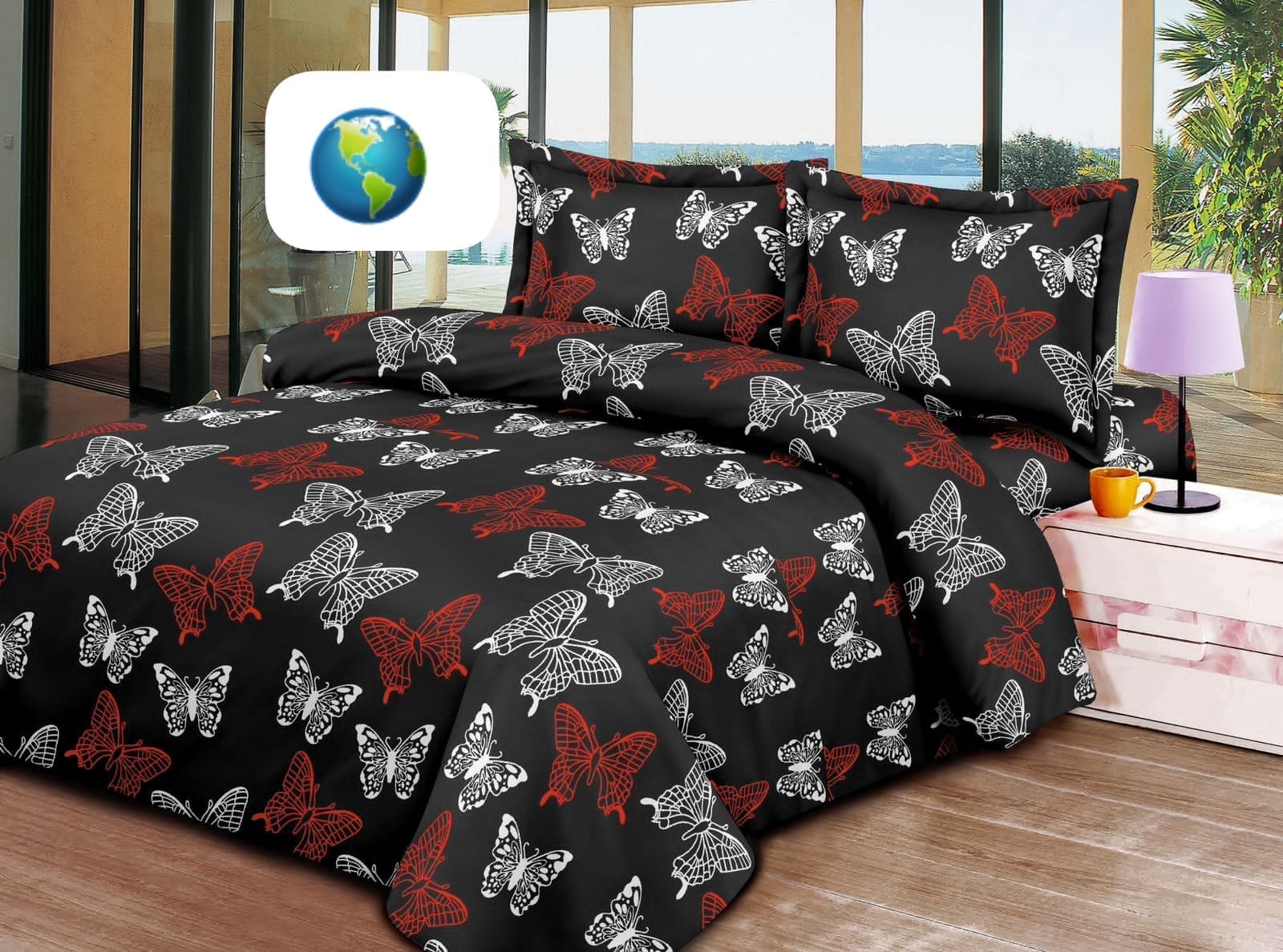 Juego de sábanas con mariposas