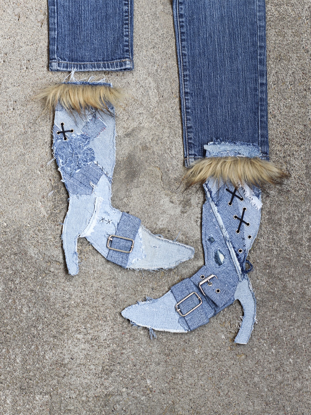 Denim Heels Wearable Art