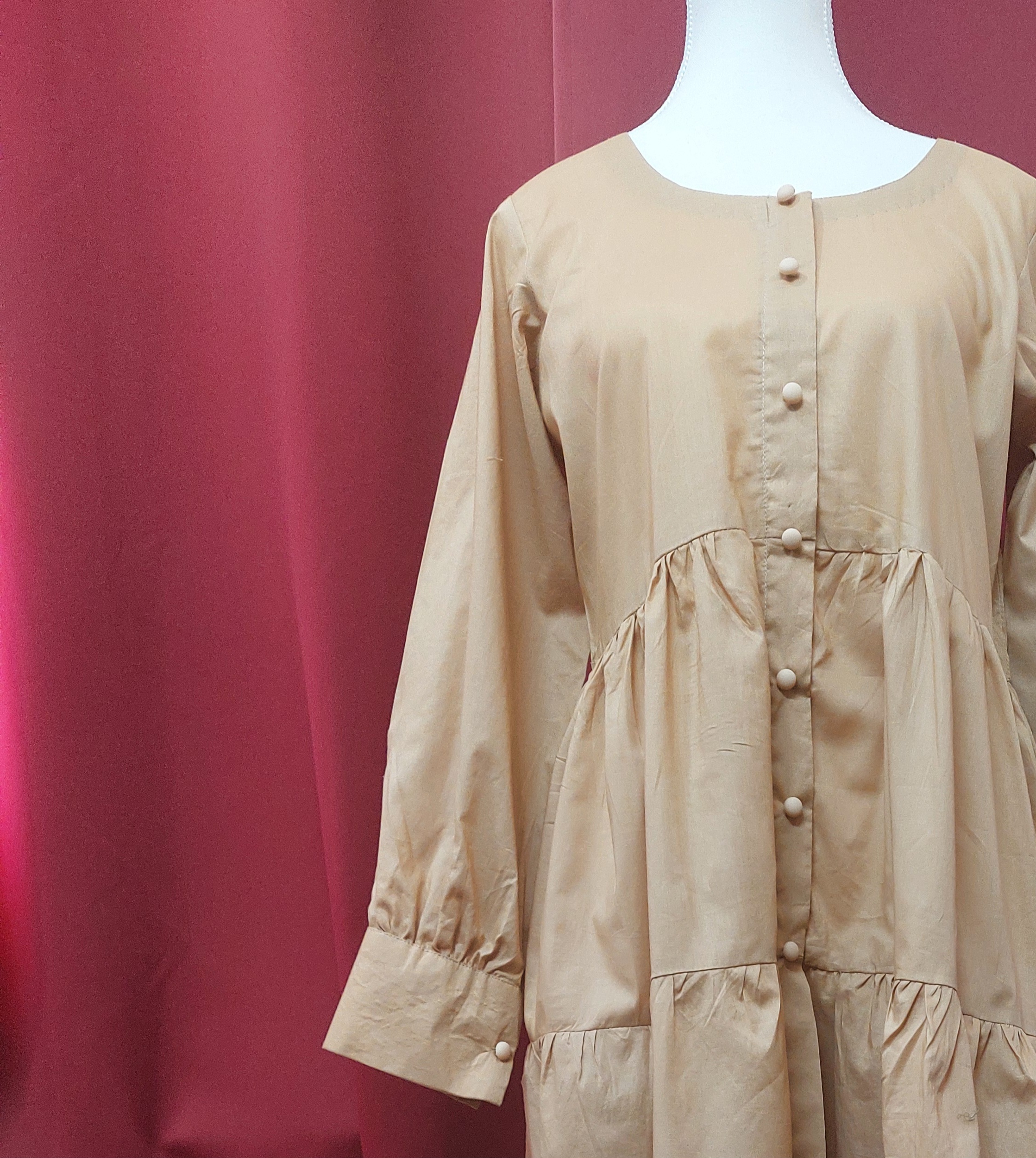 Beige stylish Buttoned Dress