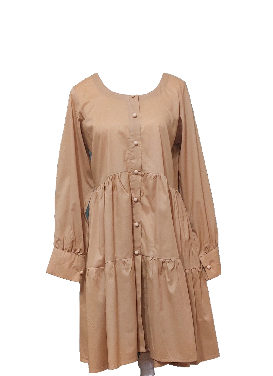 Beige stylish Buttoned Dress