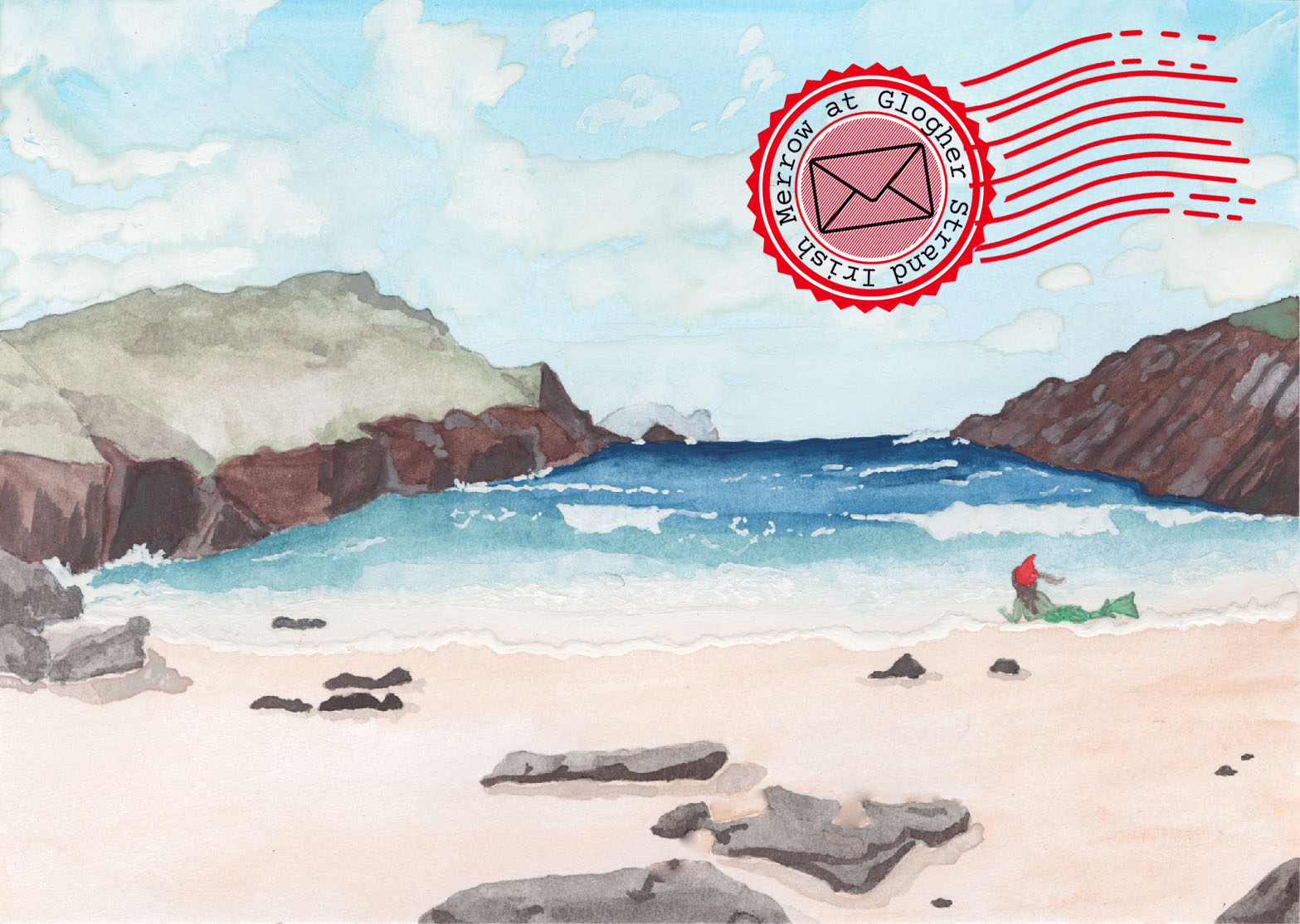 Irish Merrow Postcard - Glogher Strand, Ireland