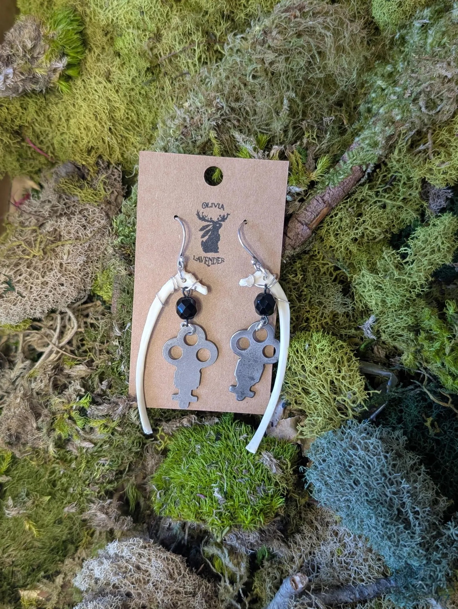 Possum Rib and Key Earrings