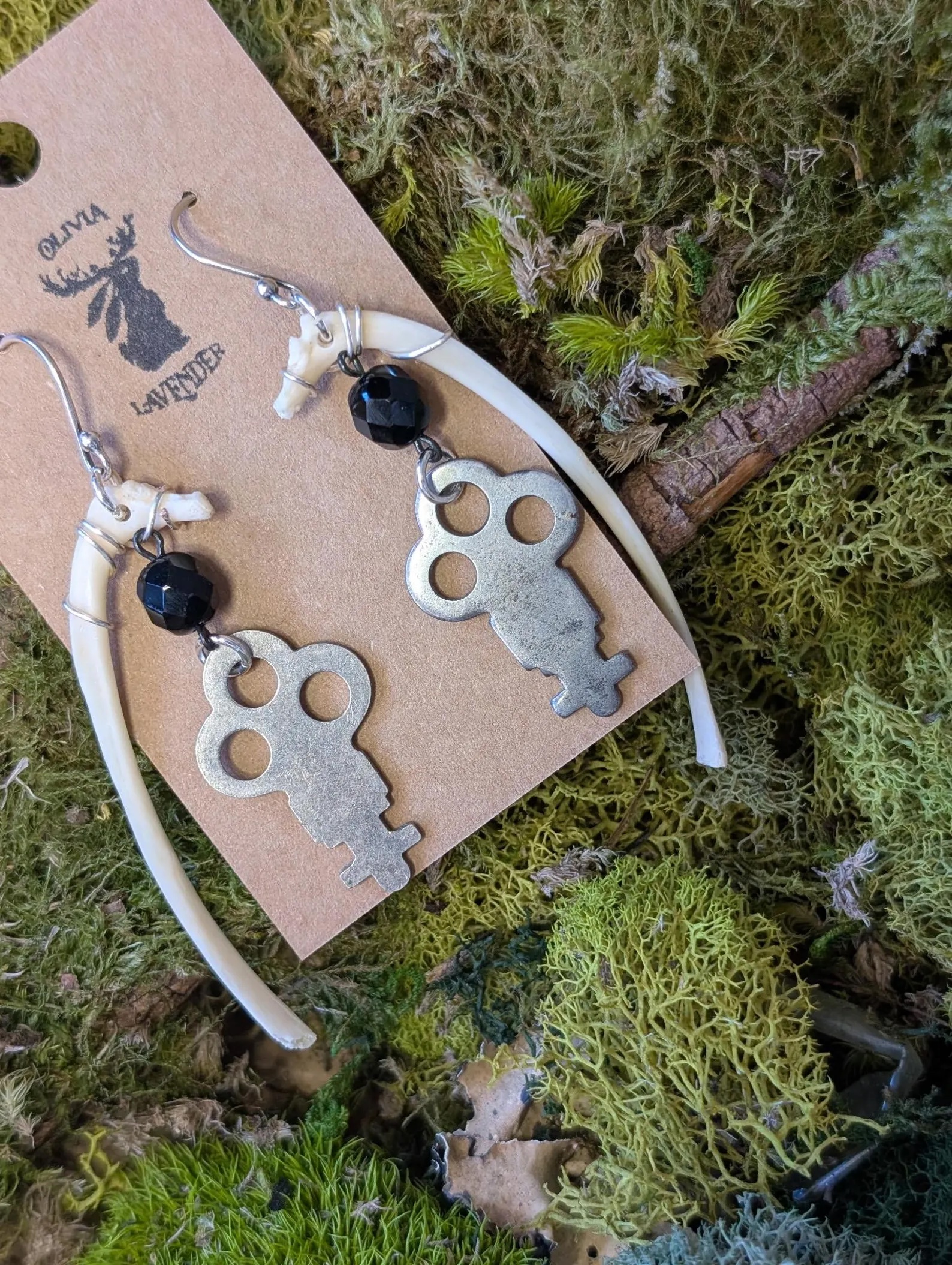 Possum Rib and Key Earrings