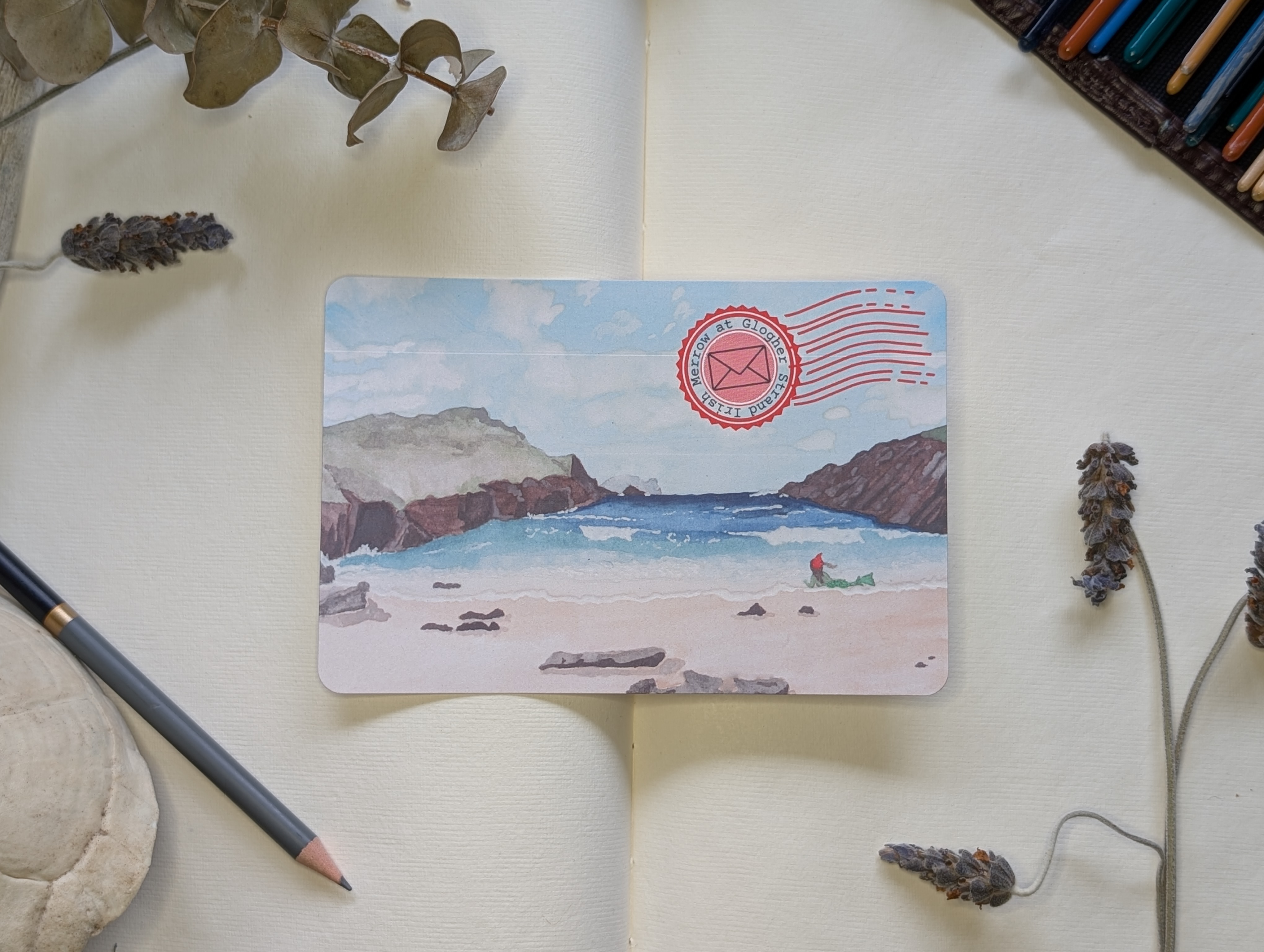 Irish Merrow Postcard - Glogher Strand, Ireland