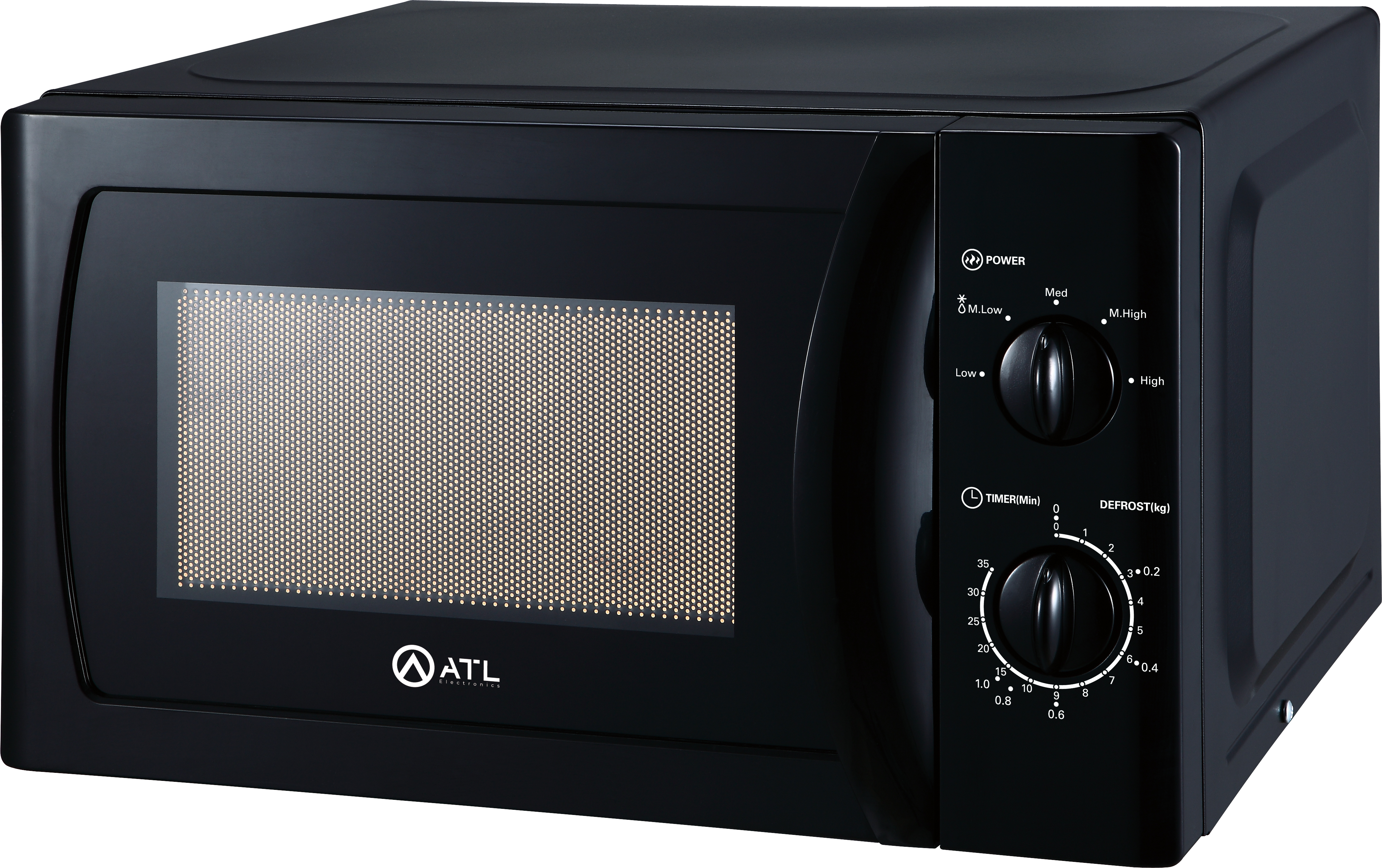 MICRO-ONDE ATL 20L/ NOIR/ 700W/ 05 FONCTIONS/ CHAUFFAGE & DEGIVRAGE/ POIGNÉE ENCASTRÉE