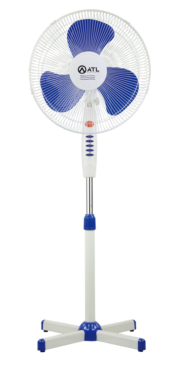 VENTILATEUR SUR PIED ATL 16"/ 03 HELICES/ 3 VITESSES/ 220V / 50 Hz / 40W / BLANC-BLEU 