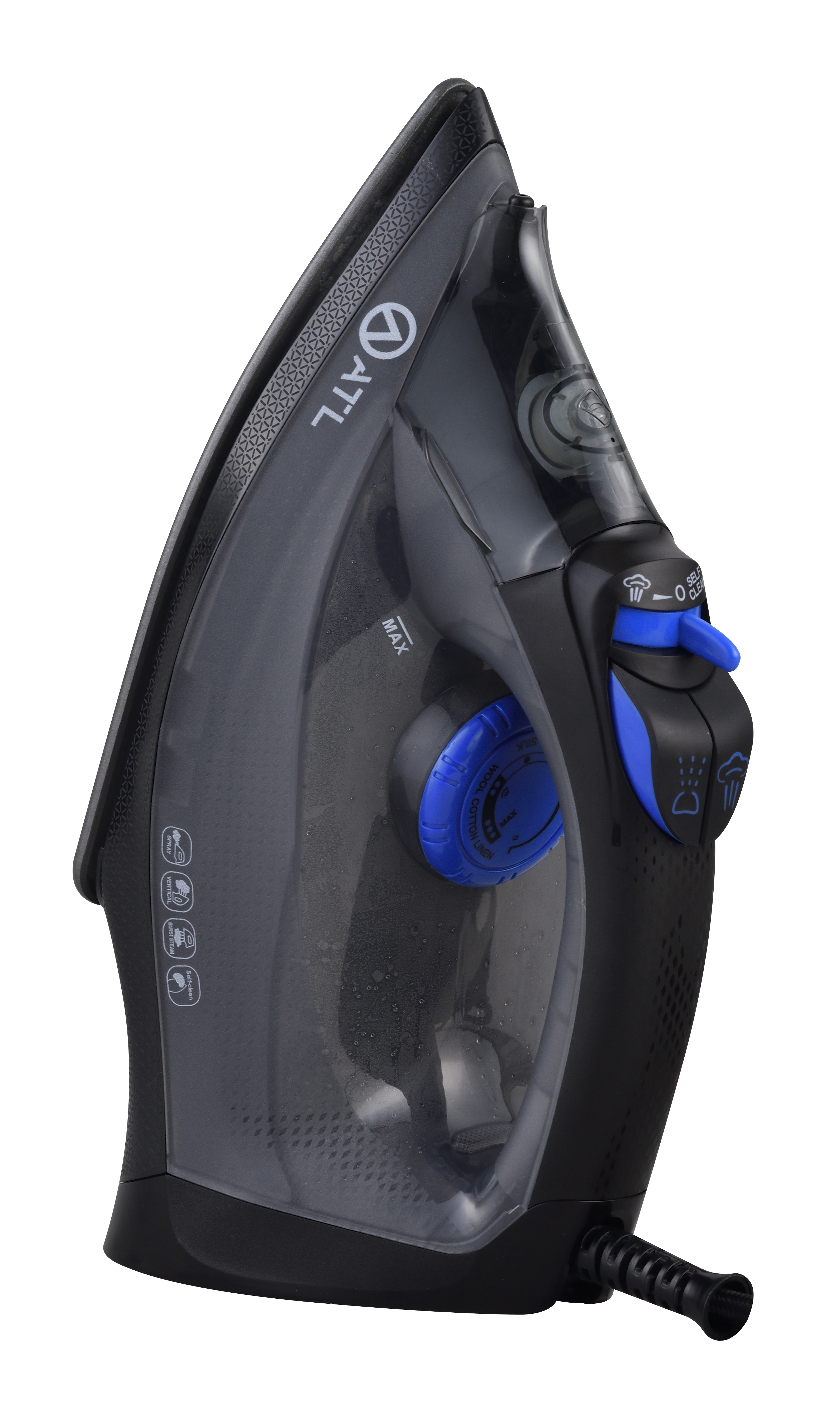 FER A REPASSER ATL A VAPEUR 1200W/ NOIR GRIS/  FONCTION SELF CLEANING/ CORDON FLEXIBLE 360°/ PROTECTION CONTRE SURCHAUFFE