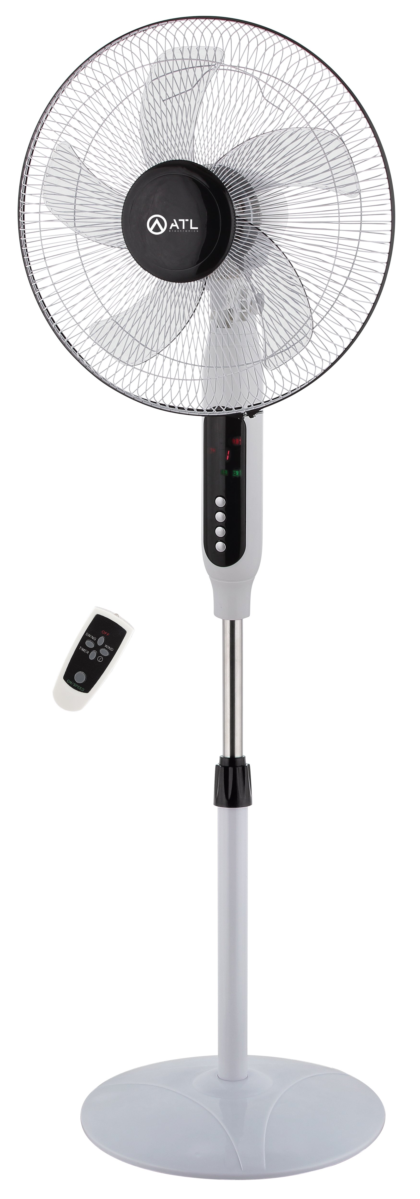 VENTILATEUR SUR PIED ATL 16"/ TELECOMMANDE / 05 HELICES/ 3 VITESSES/ 220V / 50 Hz / 45W