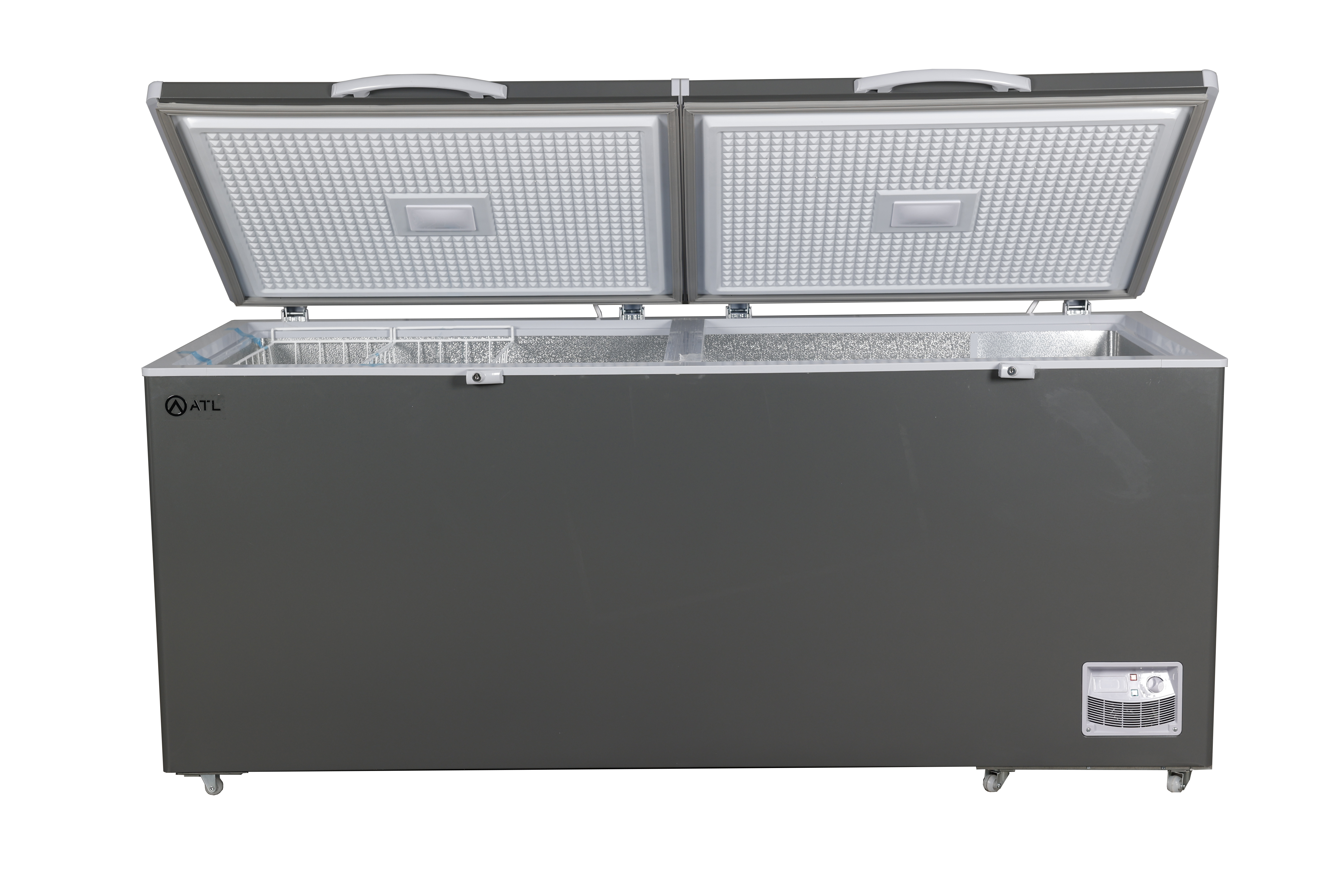 CONGELATEUR HORIZONTAL ATL/ 757L/ 02 PORTES/ SERRURE/ 02 PANIERS/ INOX&SILVER 