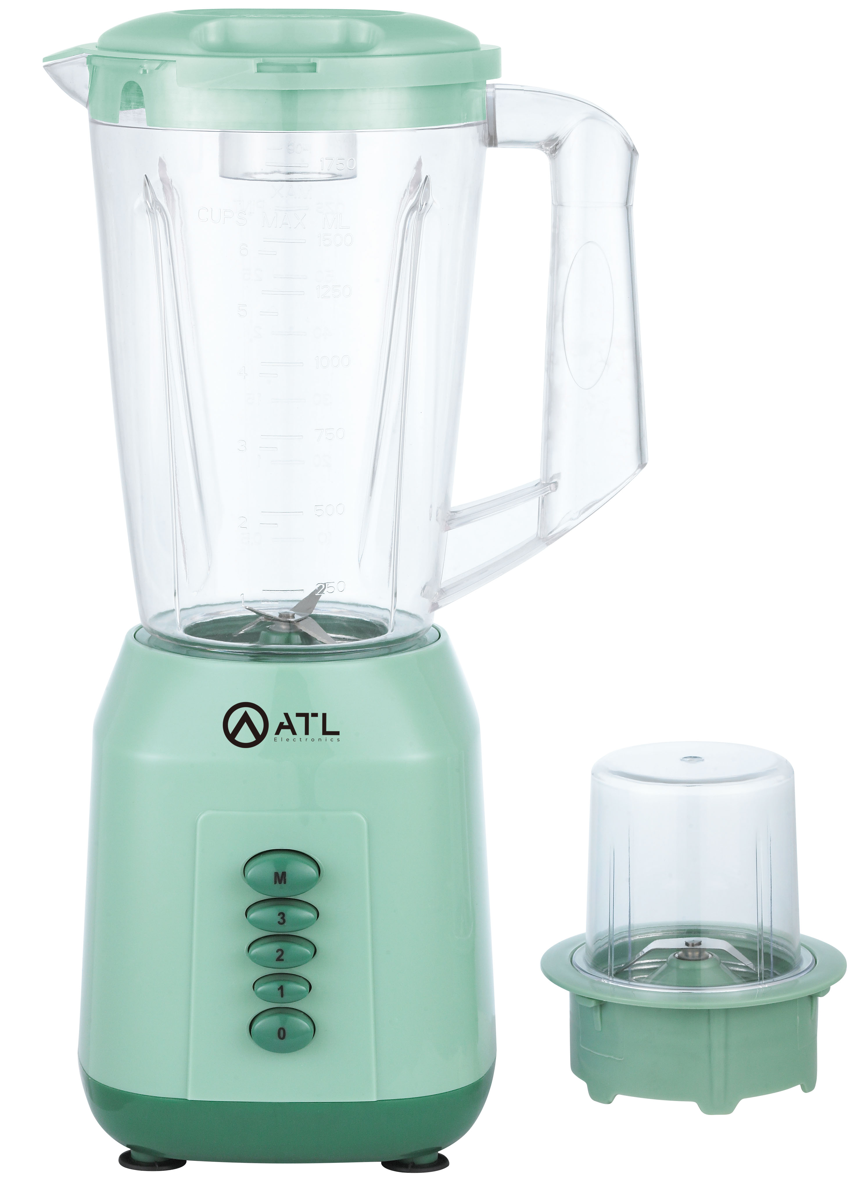 MIXEUR ATL 1,5L / 350W / RECIPIENT EN PLASTIQUE RESISTANT / AVEC BROYEUR / 3 VITESSES + PULSE/ LAMES EN INOX / VERT (6PCS/CRT)