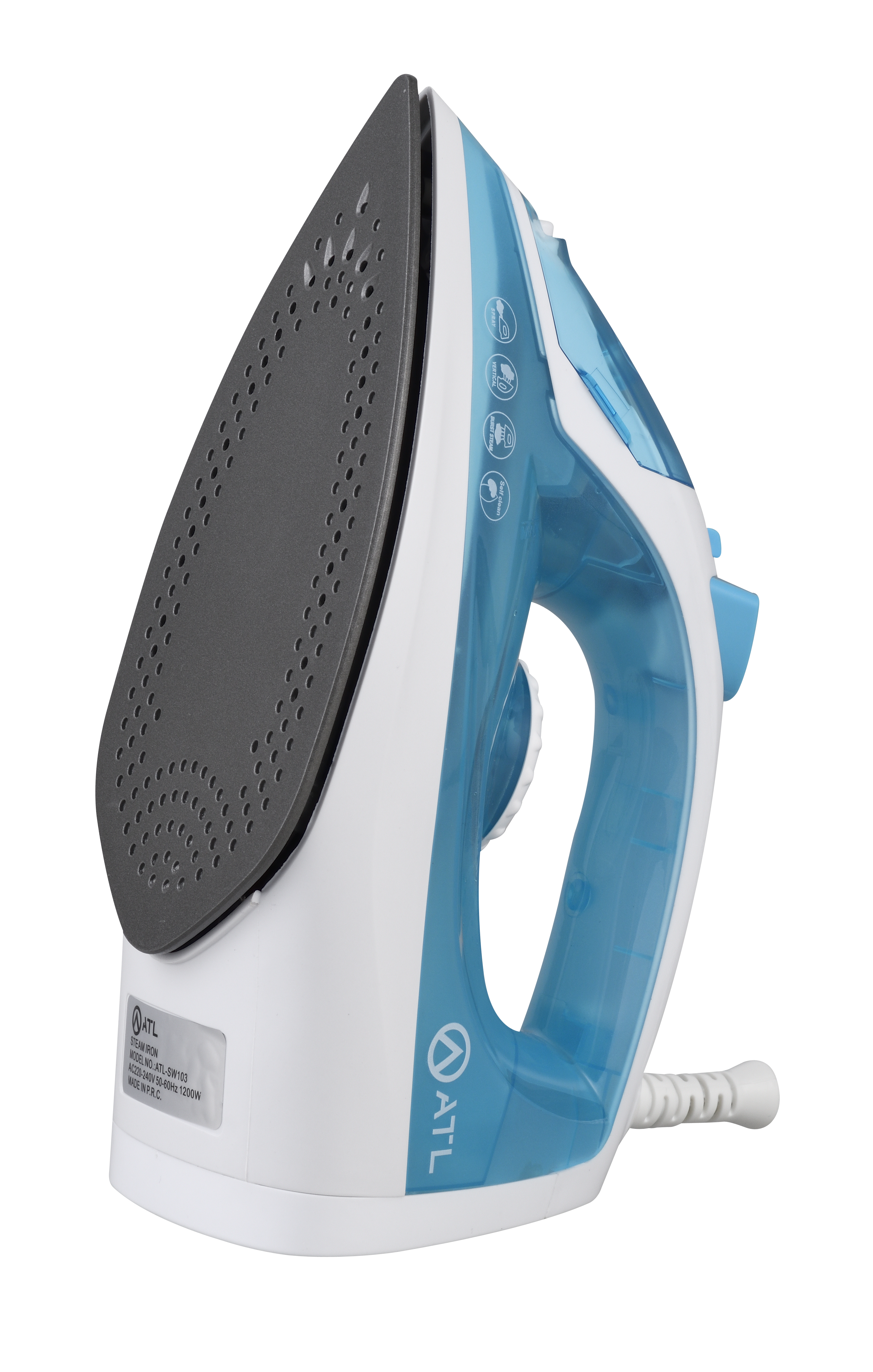 FER A REPASSER ATL A VAPEUR 1200W/ VERT BLANC/  FONCTION SELF CLEANING/ CORDON FLEXIBLE 360°/ PROTECTION CONTRE SURCHAUFFE