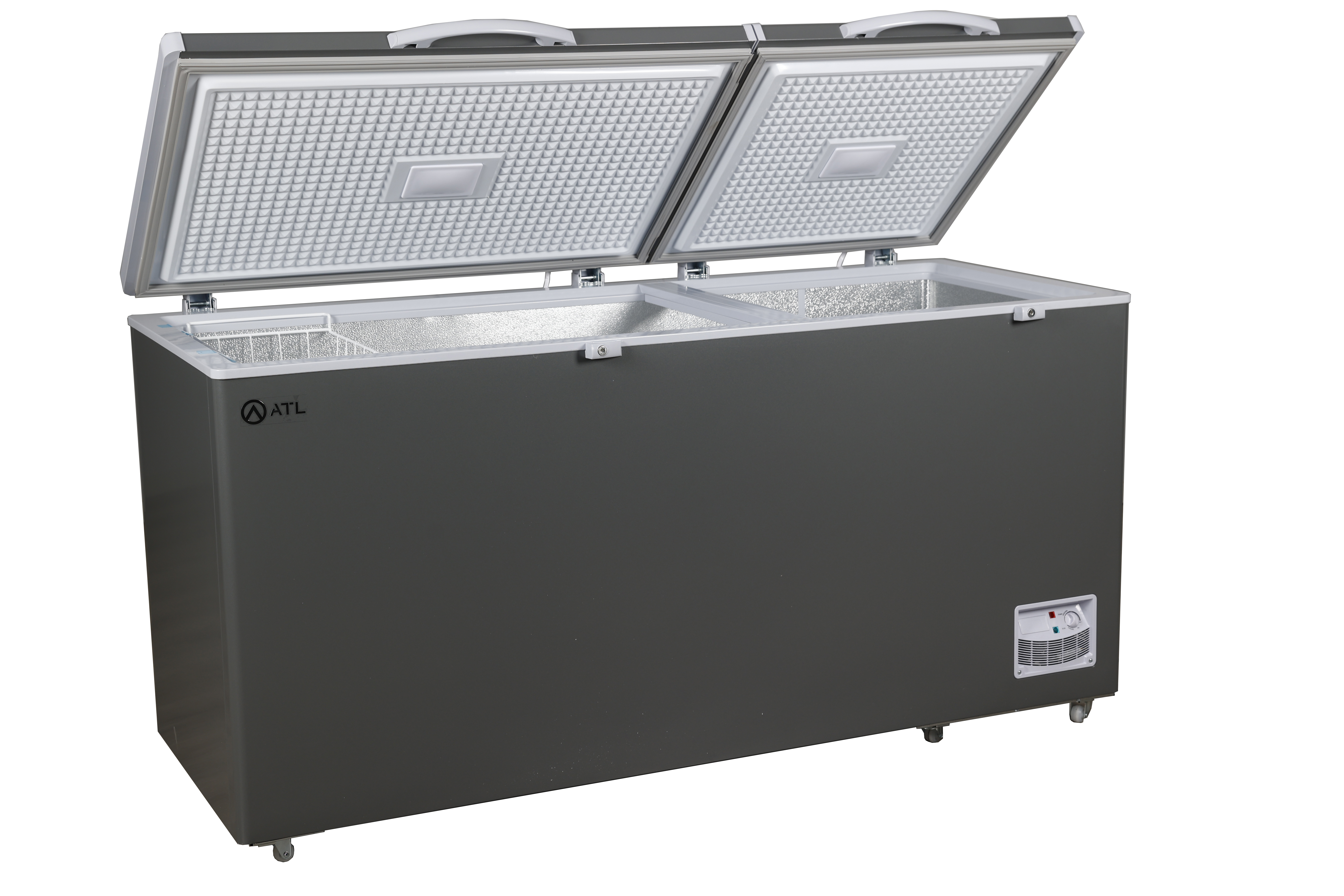  CONGELATEUR HORIZONTAL ATL/ 549L/ 02 PORTES/ SERRURE/ 02 PANIERS/ INOX&SILVER