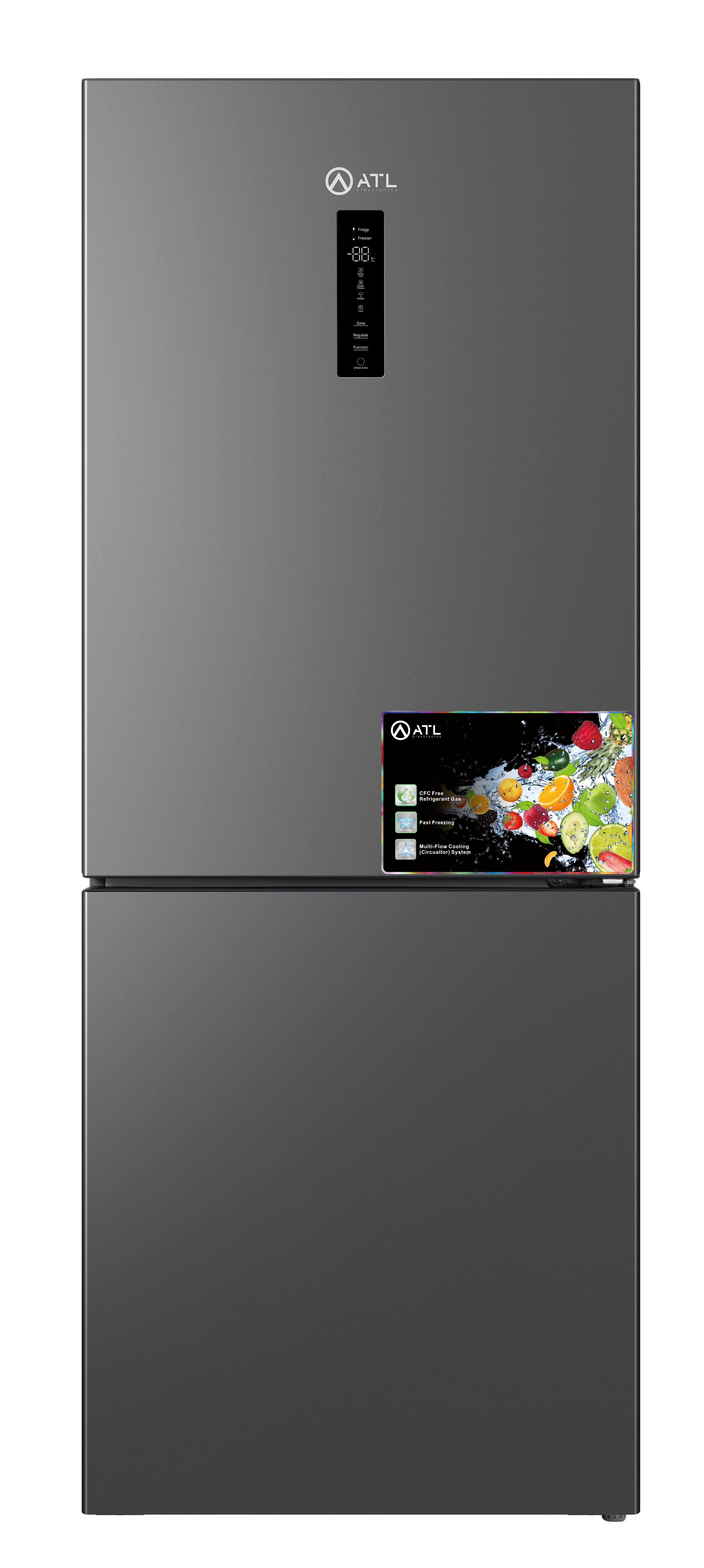 REFRIGERATEUR ATL COMBINE TOTAL NO FROST 03 TIRROIRS/ 400L/ 02 PORTES/ GRIS/R600A/A+