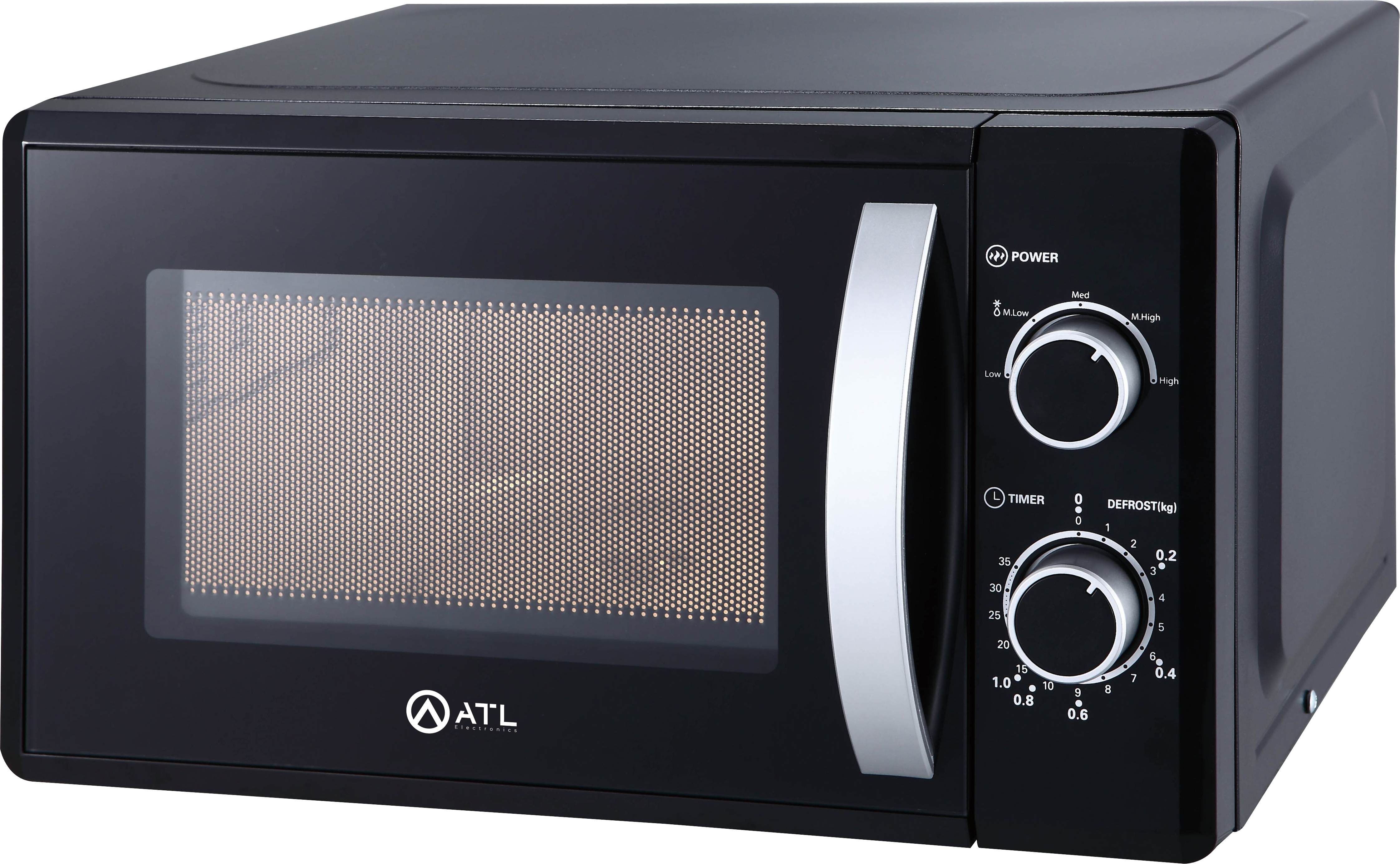 MICRO-ONDE ATL 20L/ NOIR/ 700W/ 05 FONCTIONS/ CHAUFFAGE & DEGIVRAGE/ POIGNÉE APPARENTE