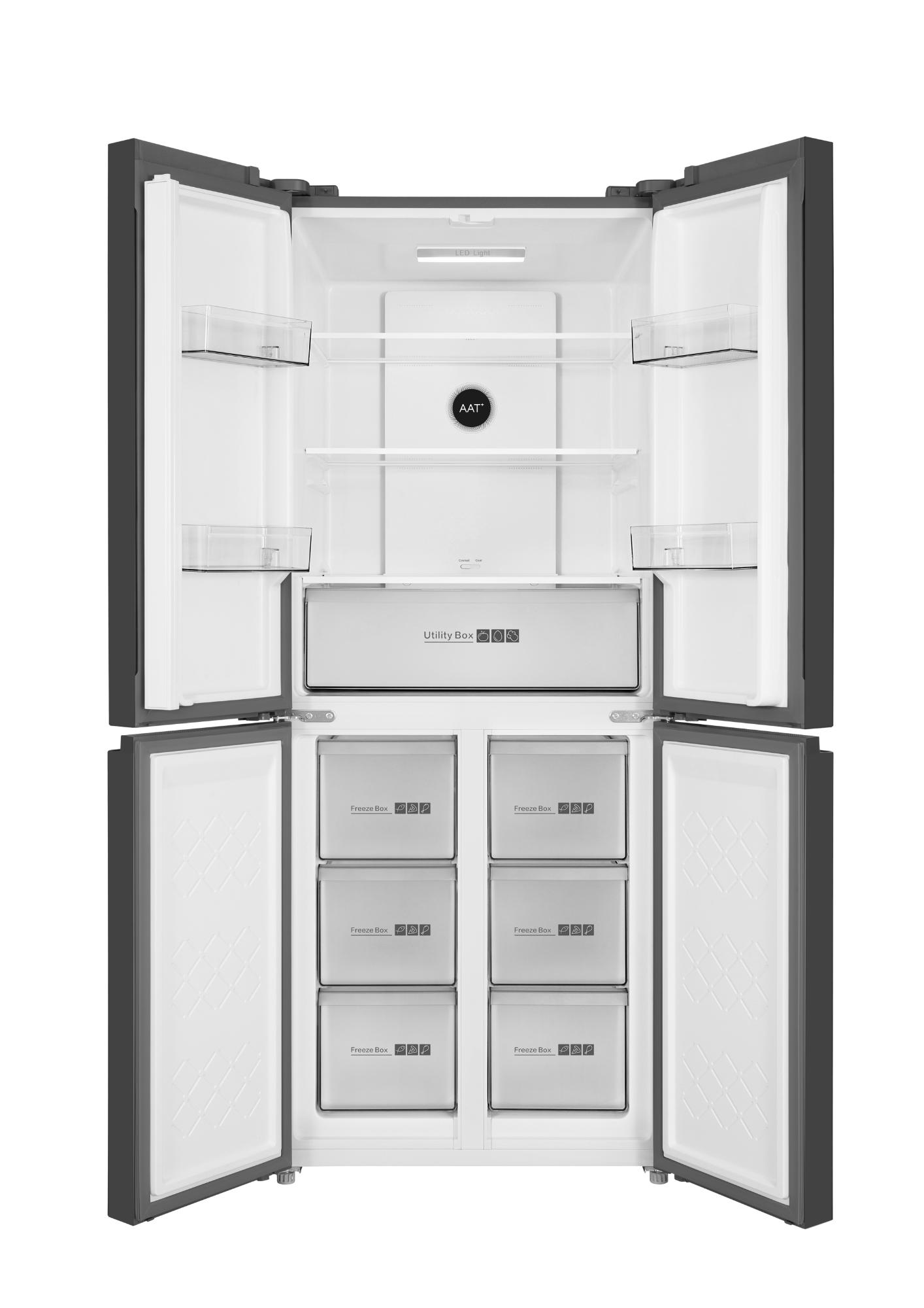 REFRIGERATEUR AMERICAIN ATL SIDE BY SIDE NO-FROST / 431L / 04 PORTES / GRIS /R600A/A+