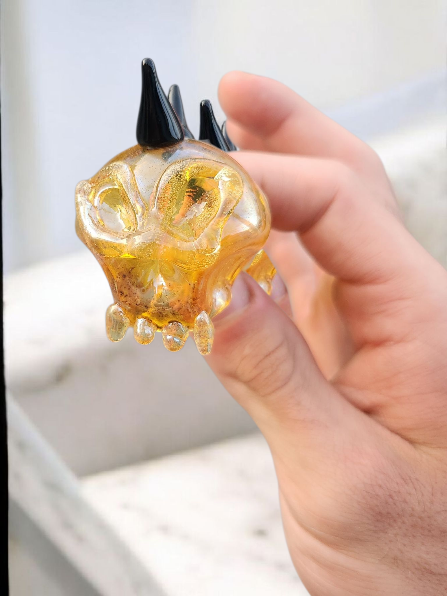 Calavera de vidrio artística