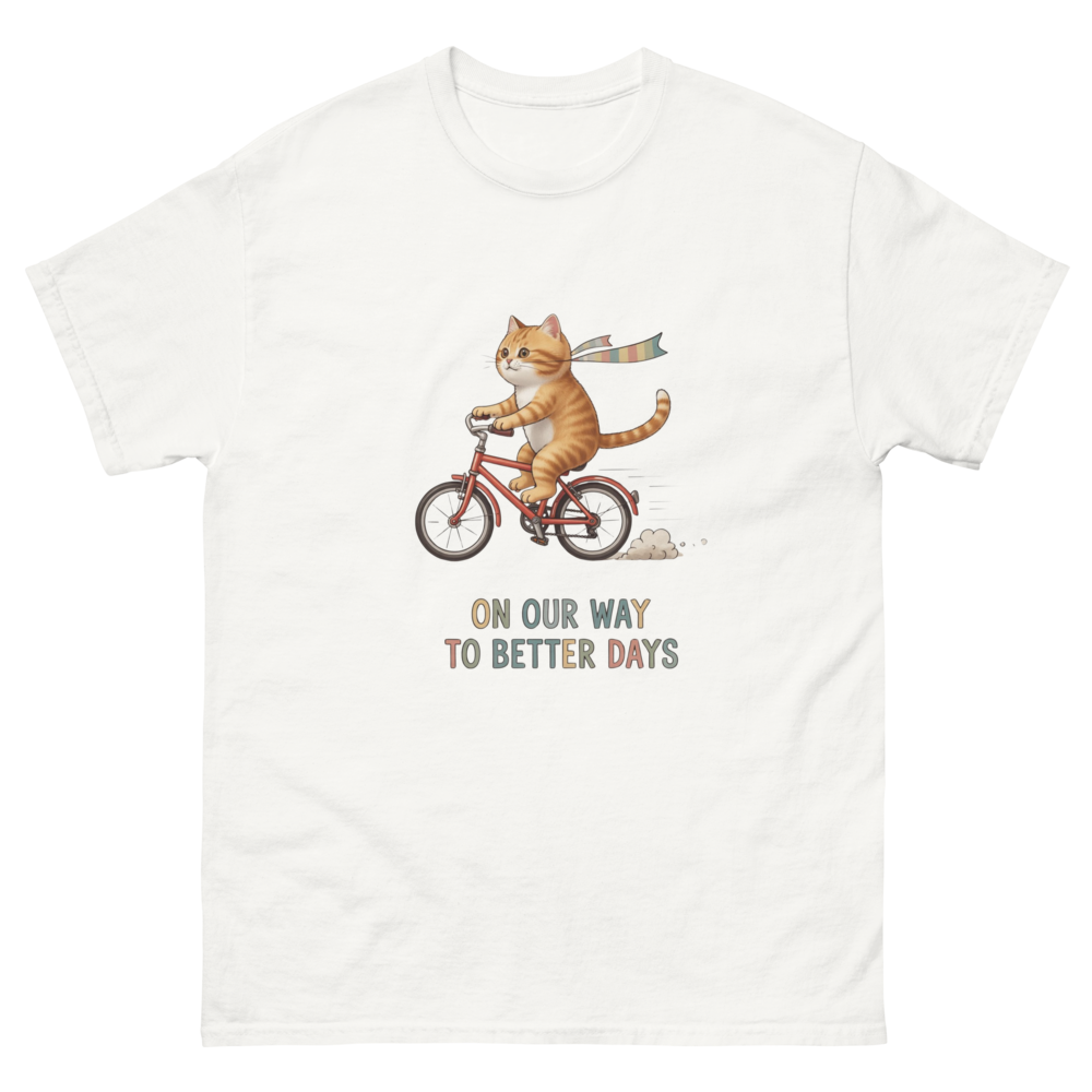 Cat On Bicycle Graphic T-shirt
