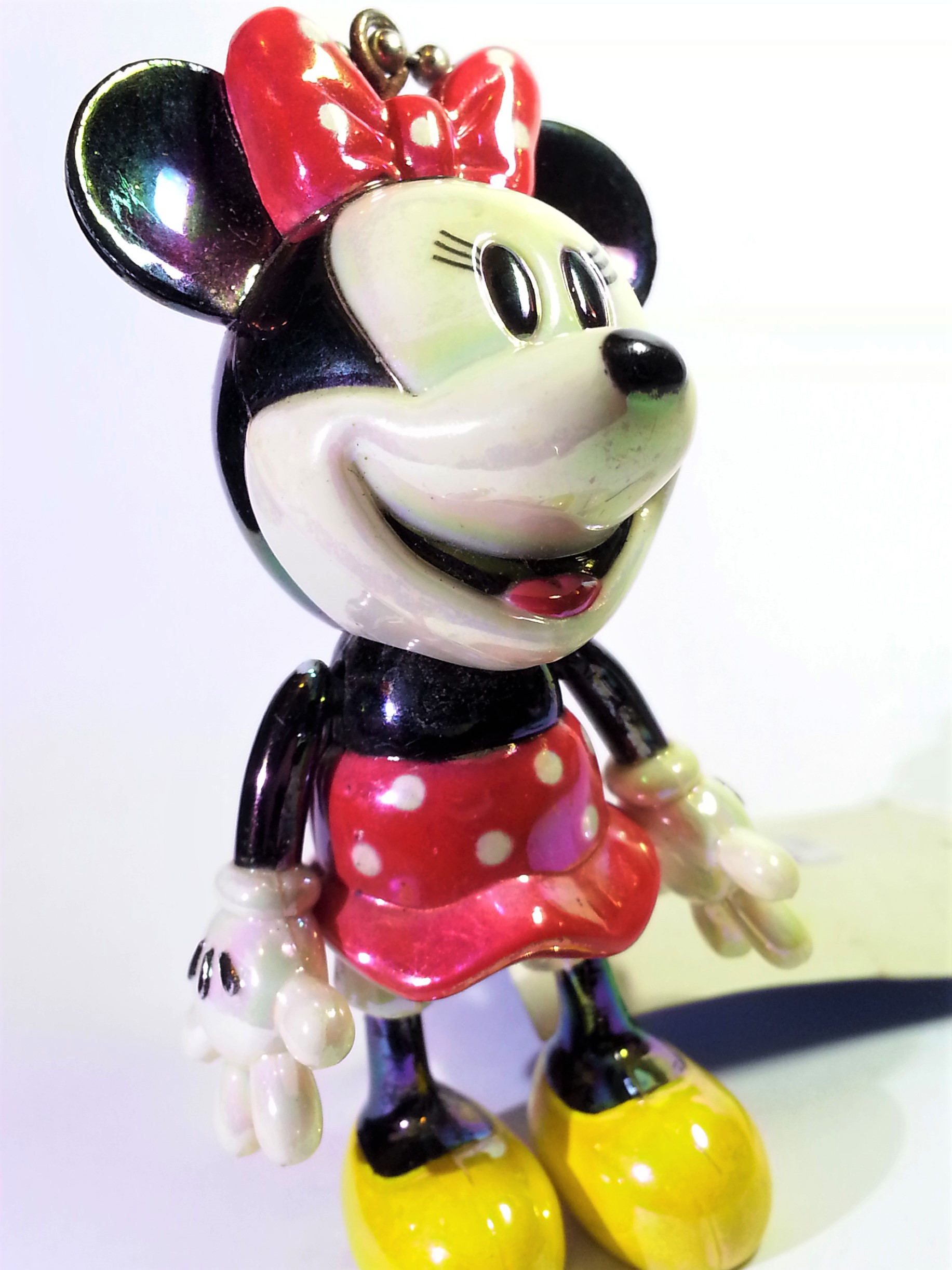 Disney Minnie Mouse Iridescent Jointed Figure Charm Keychains - 2000s From Japan