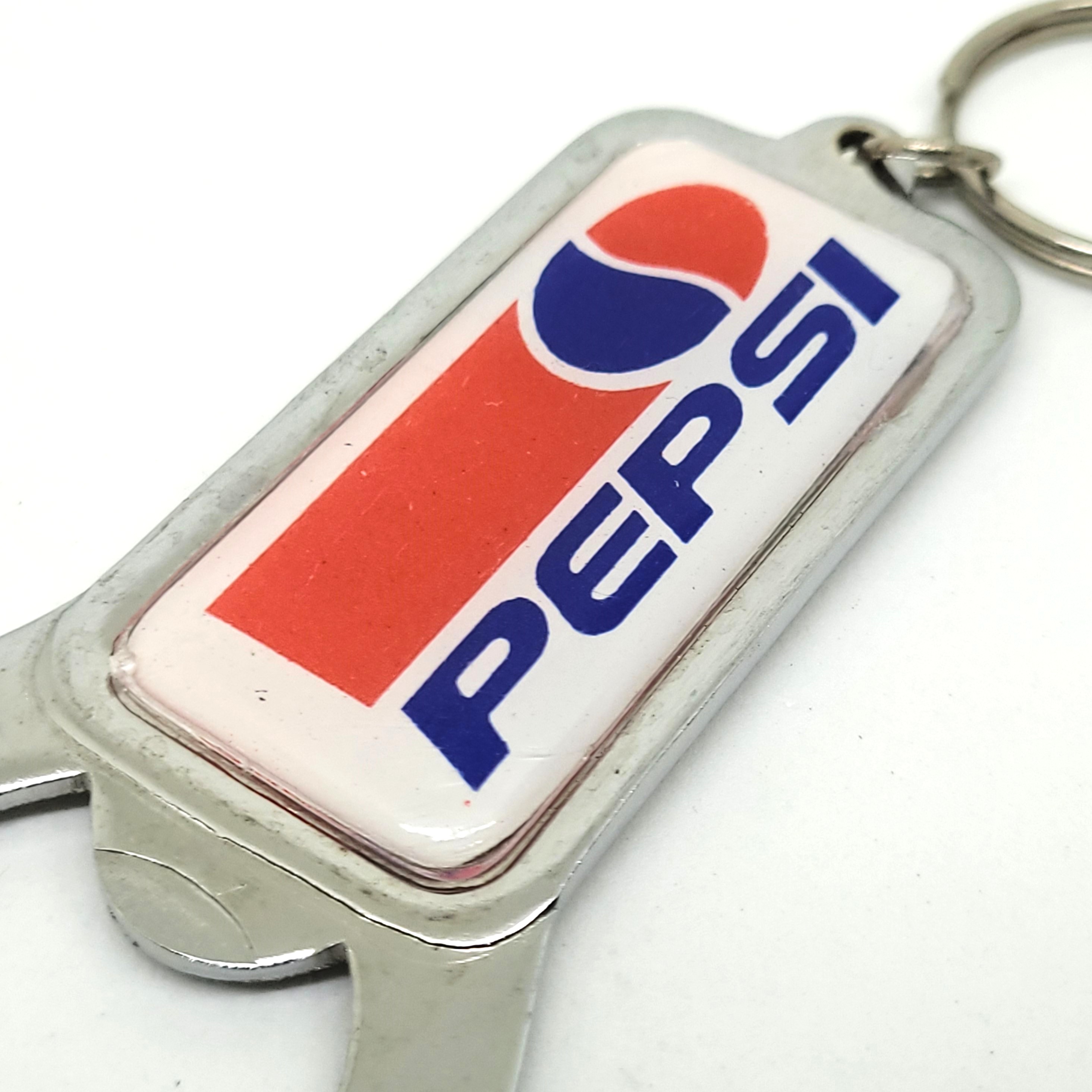 90s Pepsi Bottle Opener Keychain - Double Sided Metal Key Ring