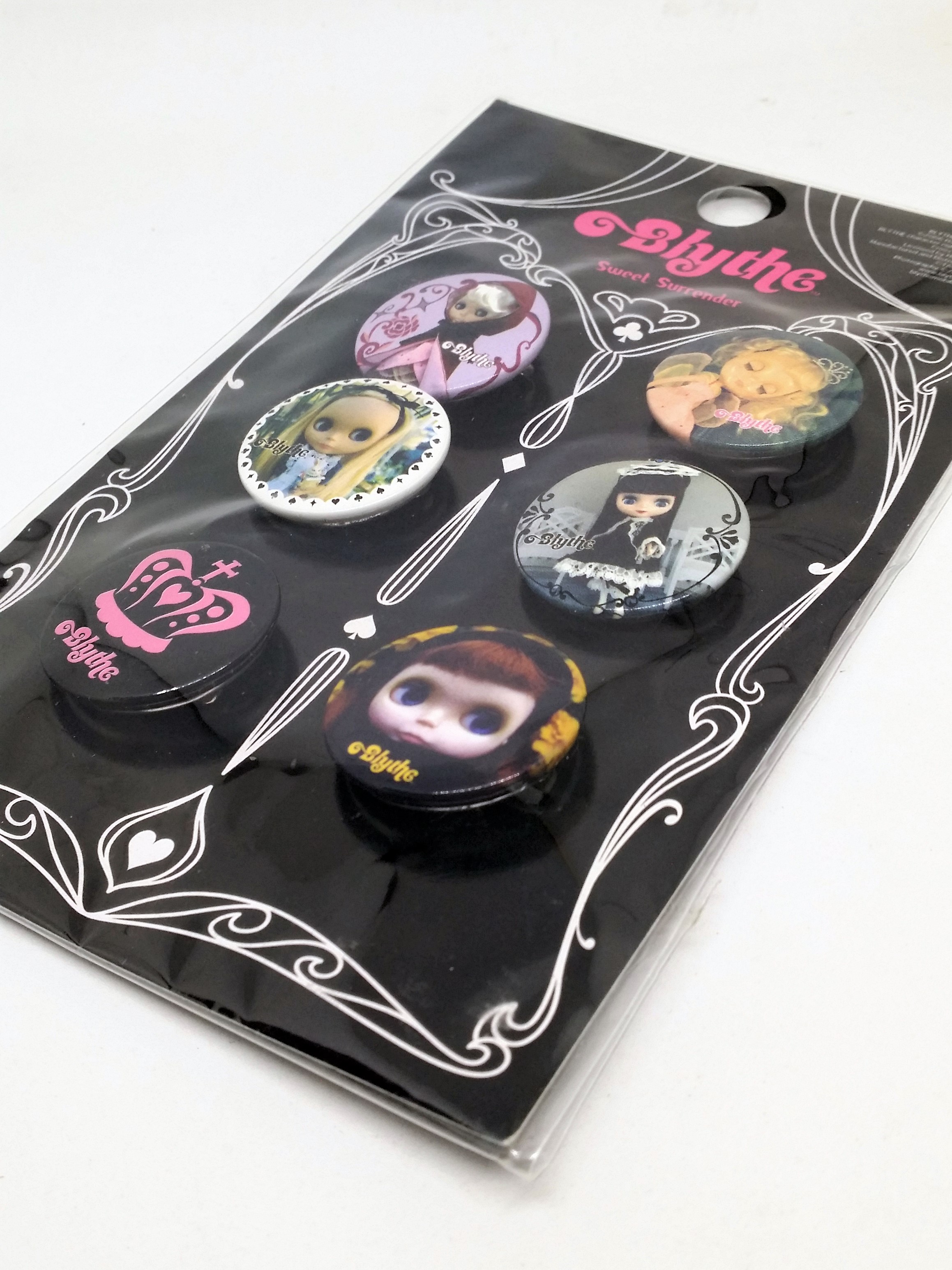 Petite Blythe Doll Sweet Surrender Collection Round Button Badge Set Of 6 - 2006 Hasbro Takara