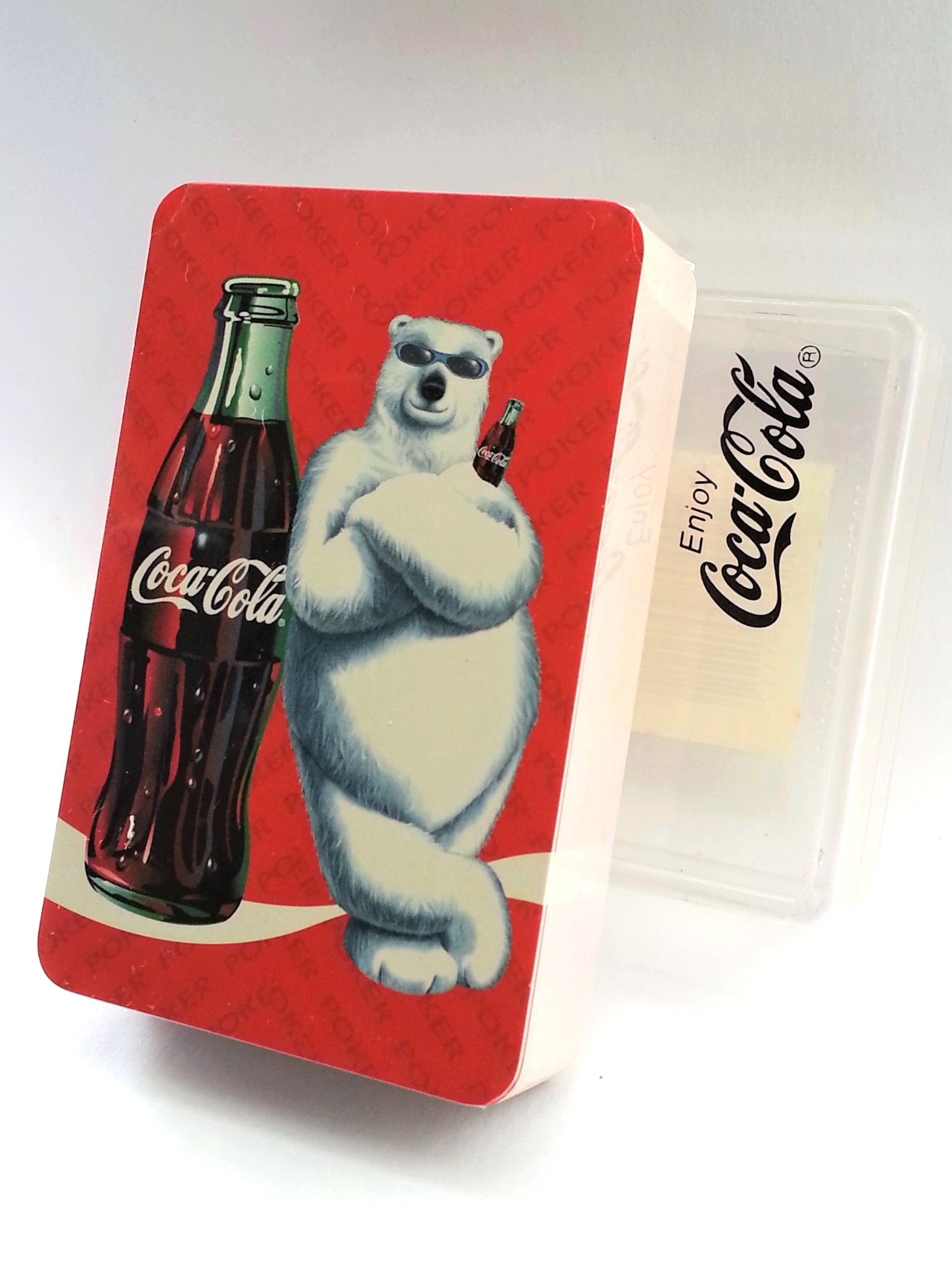 Coca Cola Polar Bear w/ Bottle Playing Cards In PVC Case - 1990s Made in Hong Kong
