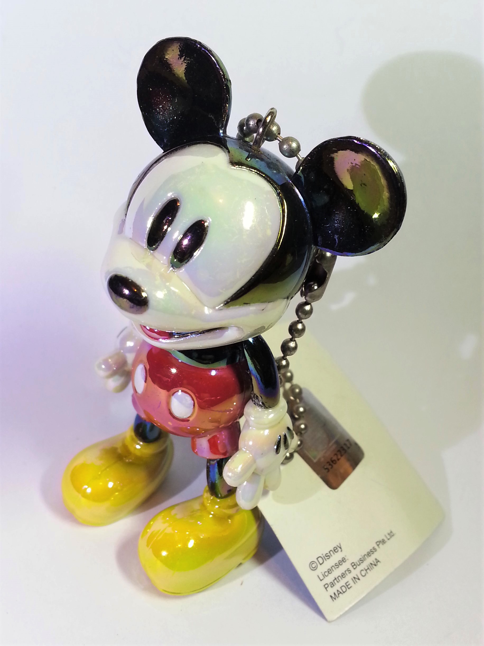 Disney Mickey Mouse Iridescent Jointed Figure Charm Keychains - 2000s From Japan