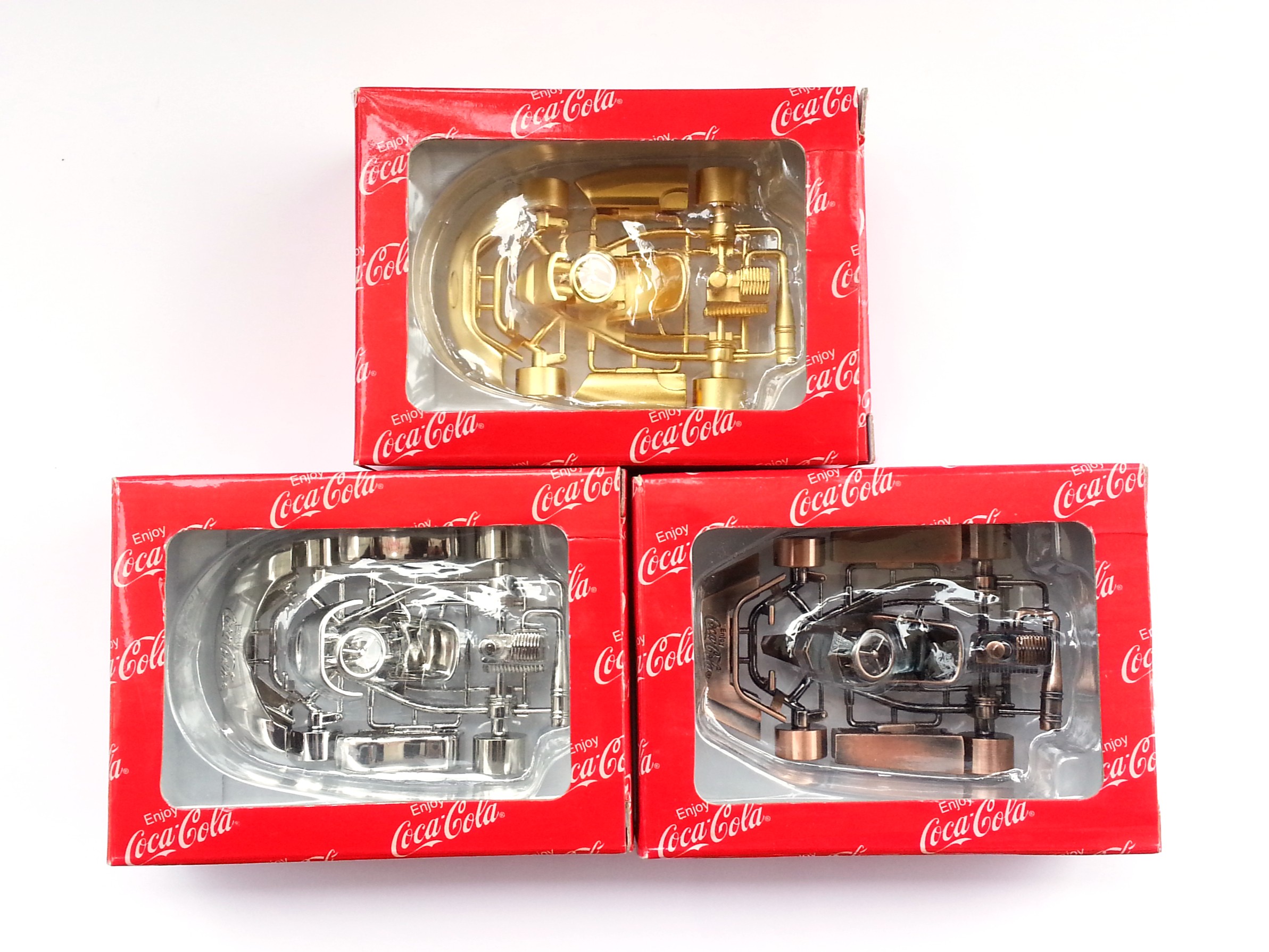 Coca Cola 2002 Go-Kart Diecast Metal Mini Racing Car Set Of 3 - New In Box