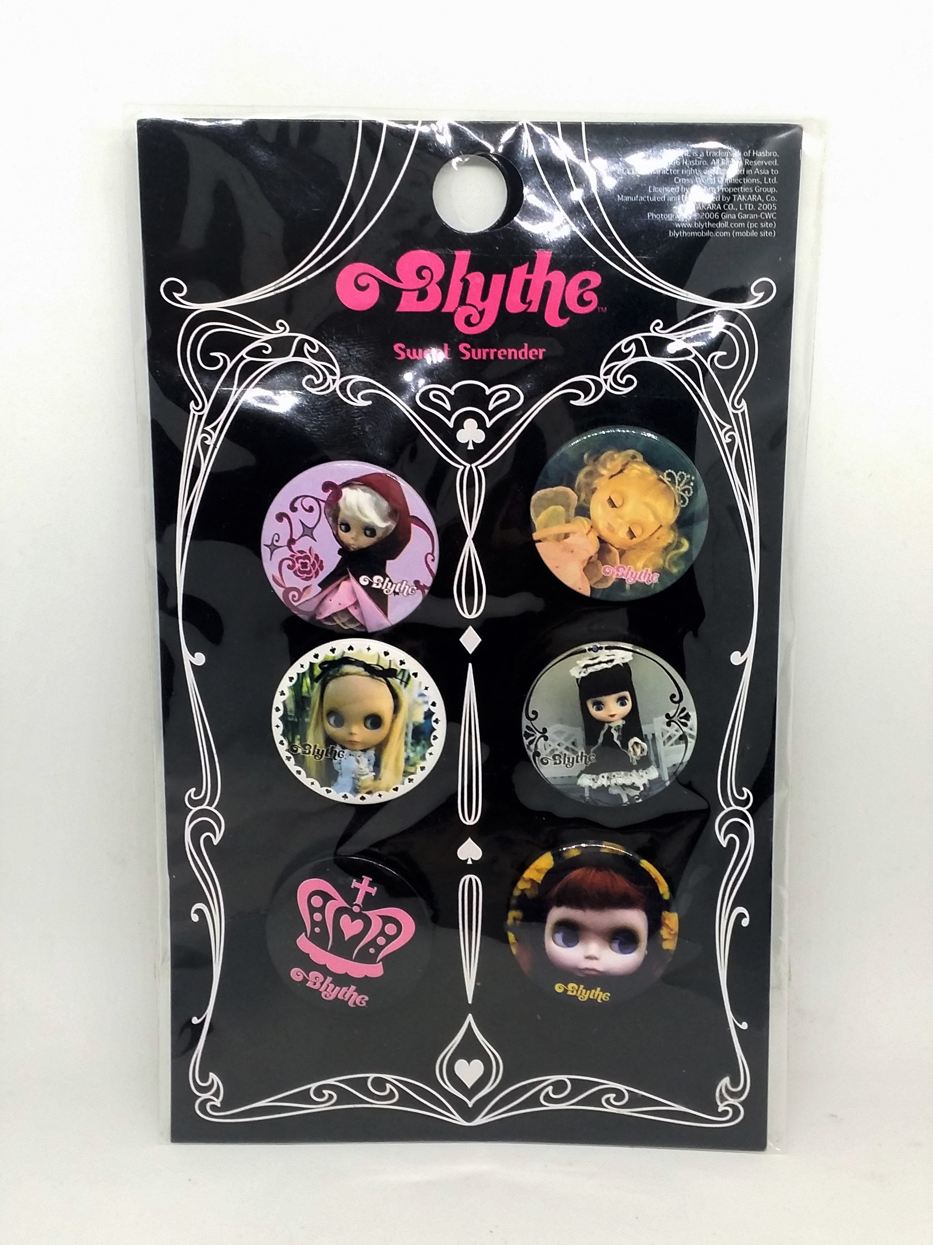Petite Blythe Doll Sweet Surrender Collection Round Button Badge Set Of 6 - 2006 Hasbro Takara