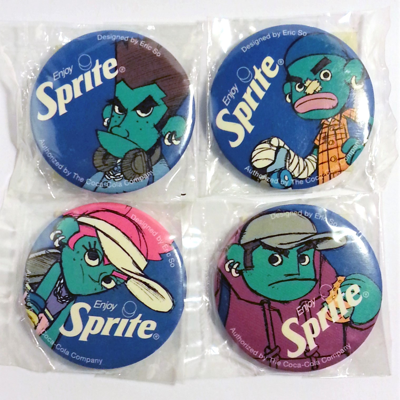 Sprite x Eric So Soul Four Round Button Badge set Of 4 - 2001 Factory Sealed