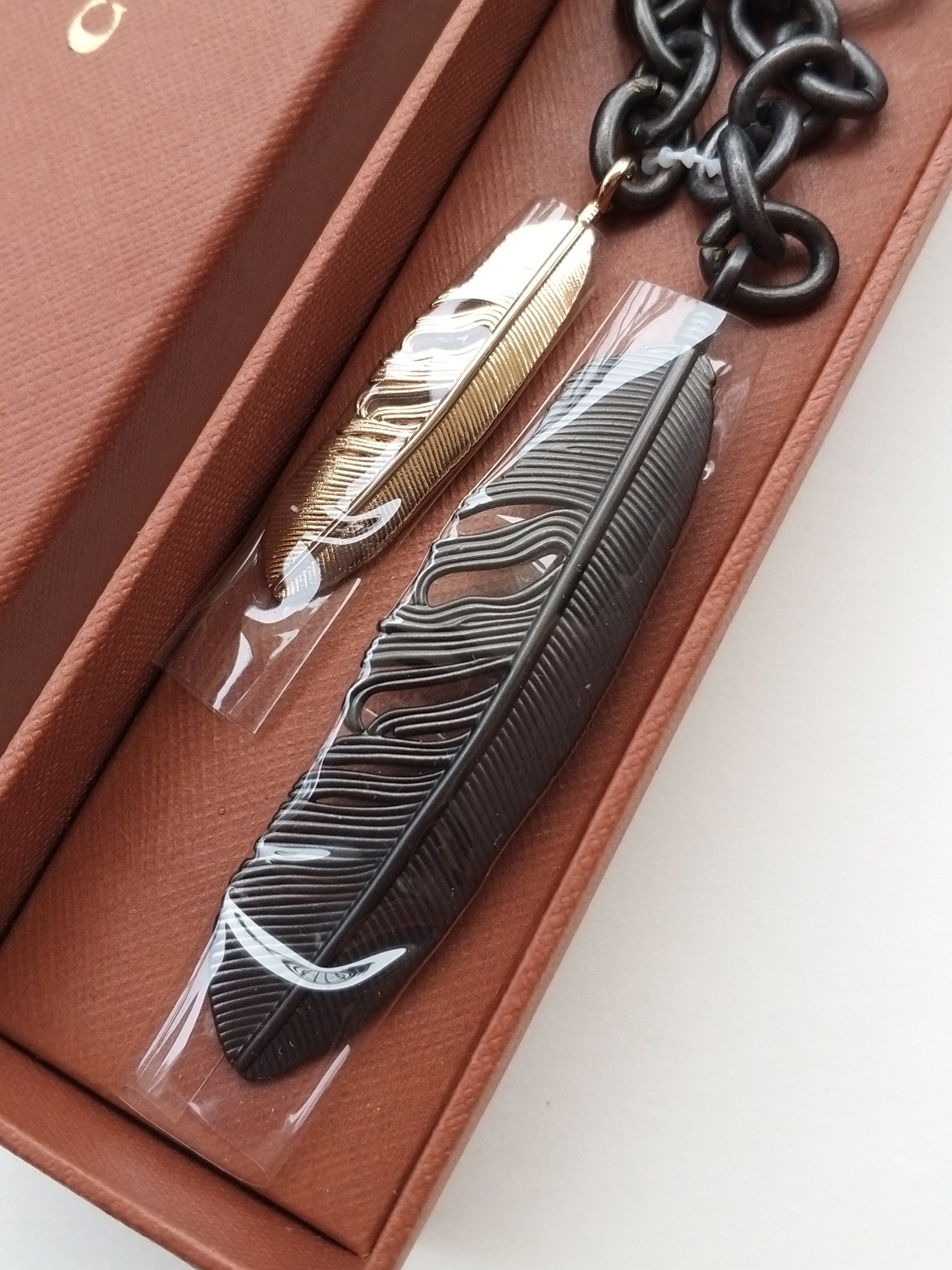 Coach Feather Metal Bag Charm / Keychain / Key Ring - New In Box