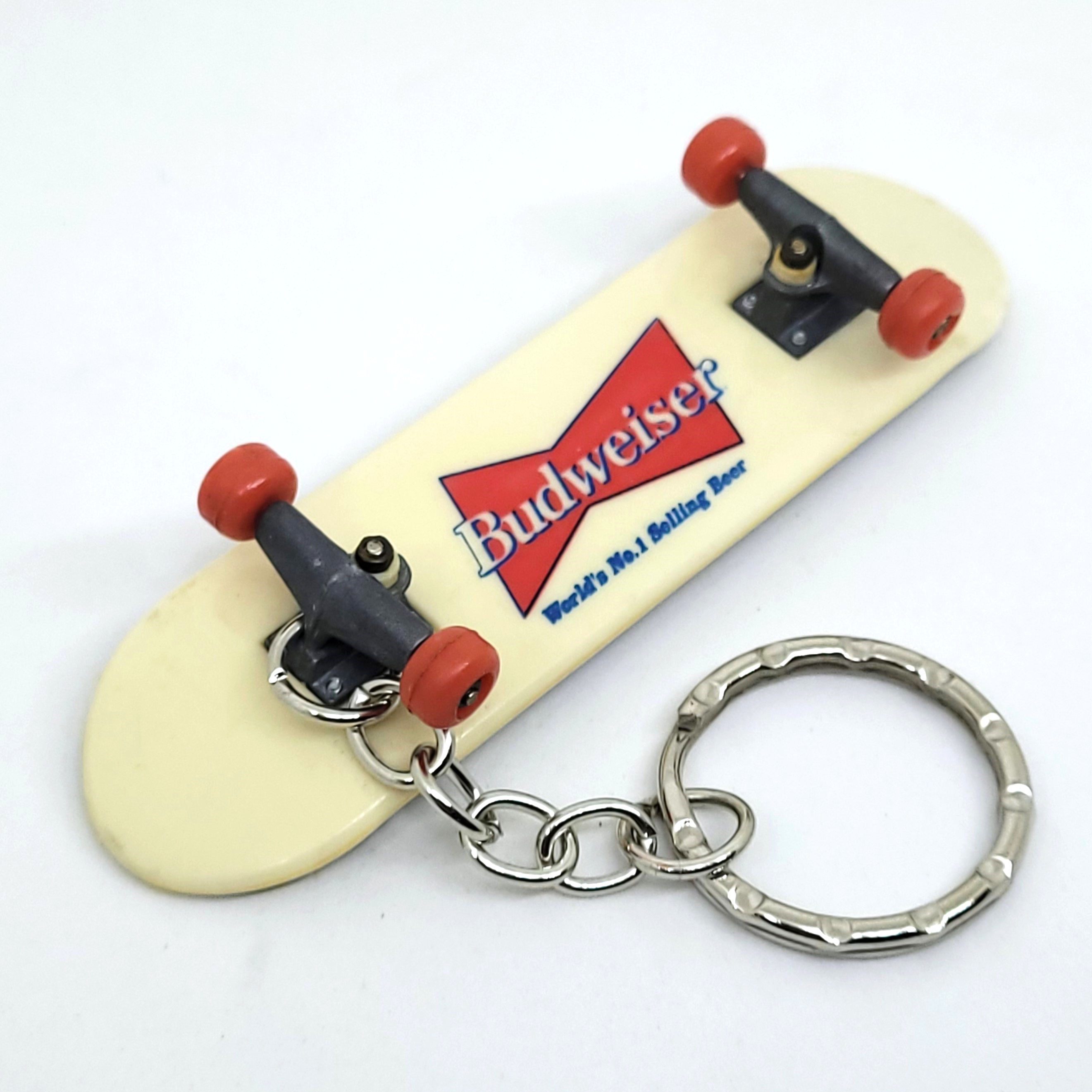 Budweiser Mini Skateboard Keychain / Fingerboard Toy - 80s~90s Rare Vintage