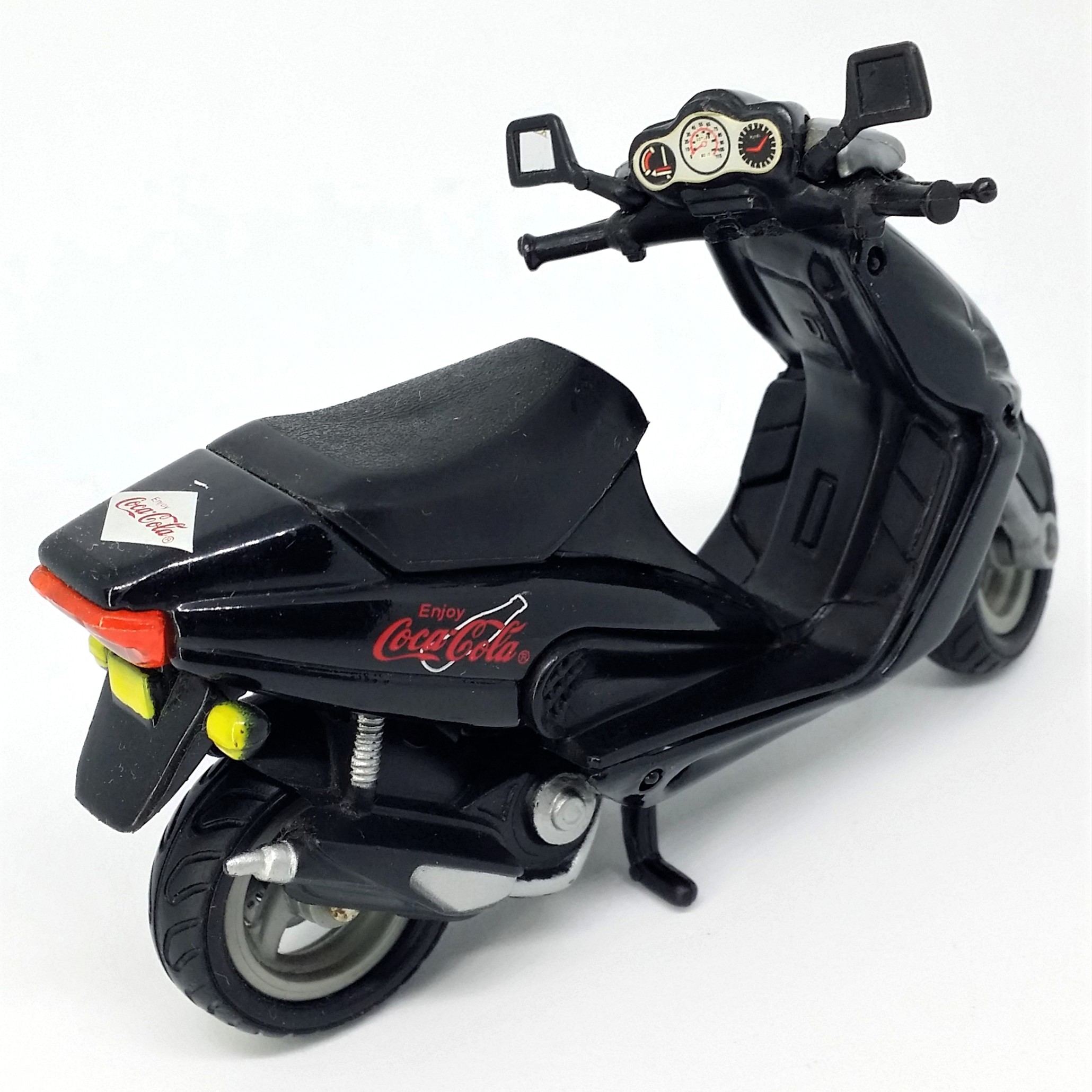 Coca Cola Motor Scooter Diecast Plastic Motorcycle Toy (Black) - Vintage 90s