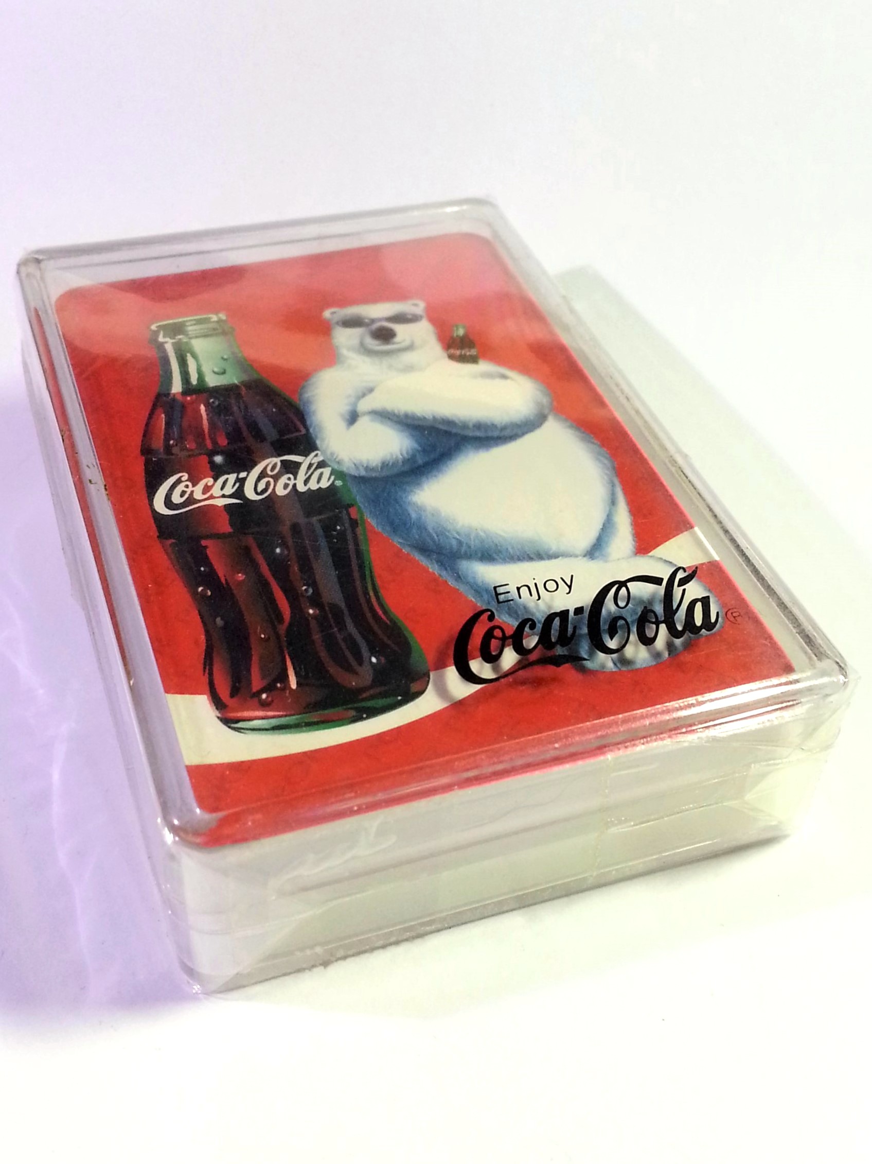 Coca Cola Polar Bear w/ Bottle Playing Cards In PVC Case - 1990s Made in Hong Kong