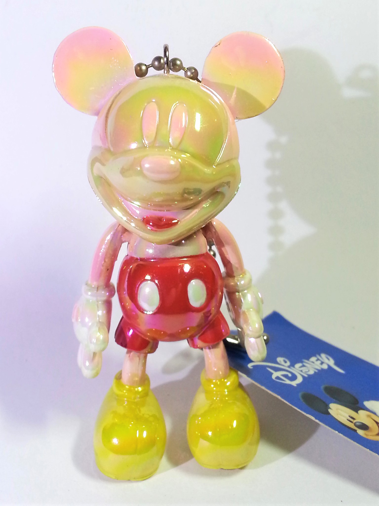 Disney Mickey Mouse Iridescent Jointed Figure Charm Keychains - 2000s From Japan