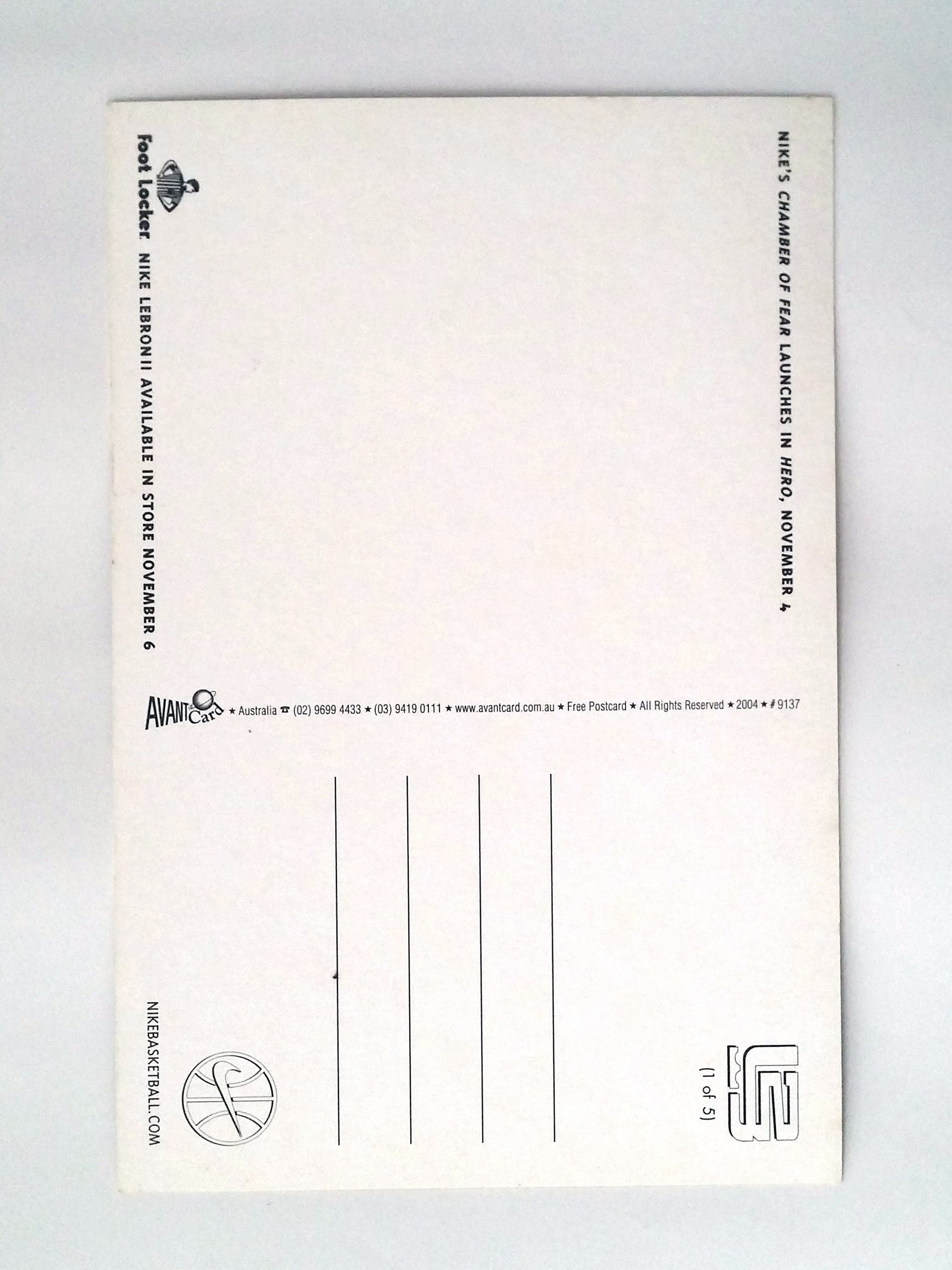 Nike Lebron James "Chamber Of Fear" Postcard Set Of 2 - 2004 NIKEBASKETBALL LBJ